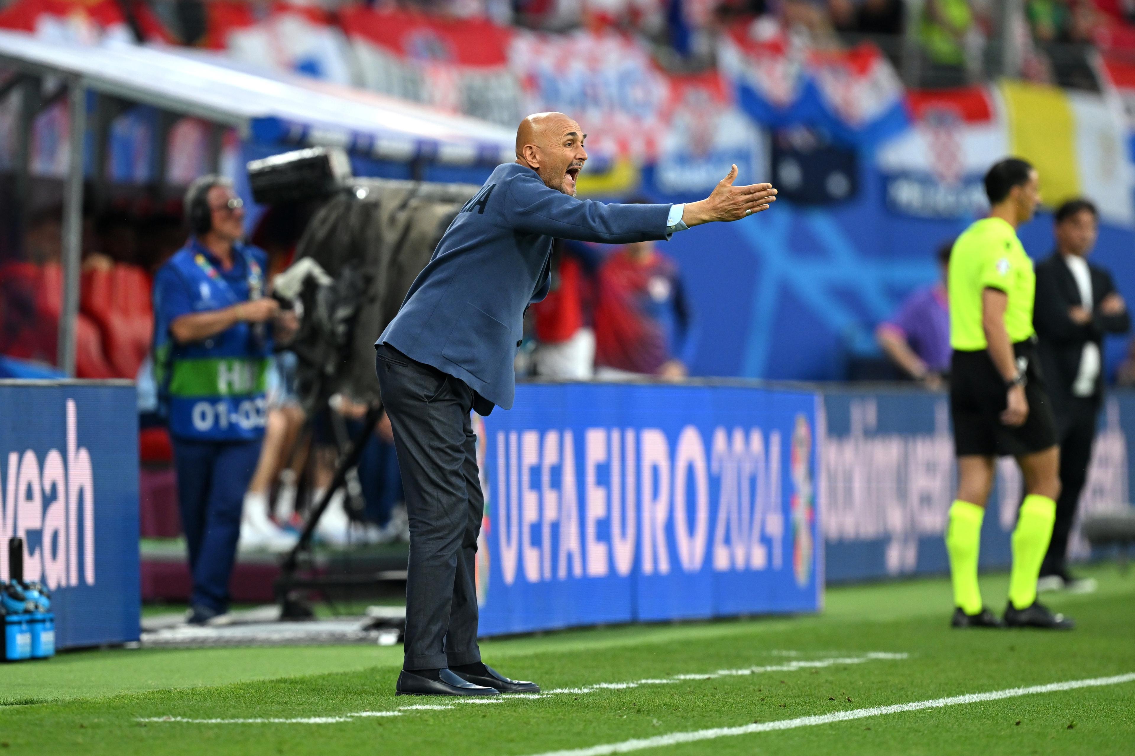LEIPZIG, GERMANY - JUNE 24: Luciano Spalletti, Head Coach of Italy, reacts during the UEFA EURO 2024 group stage match between Croatia and Italy at Football Stadium Leipzig on June 24, 2024 in Leipzig, Germany. (Photo by Claudio Villa/Getty Images for FIGC)