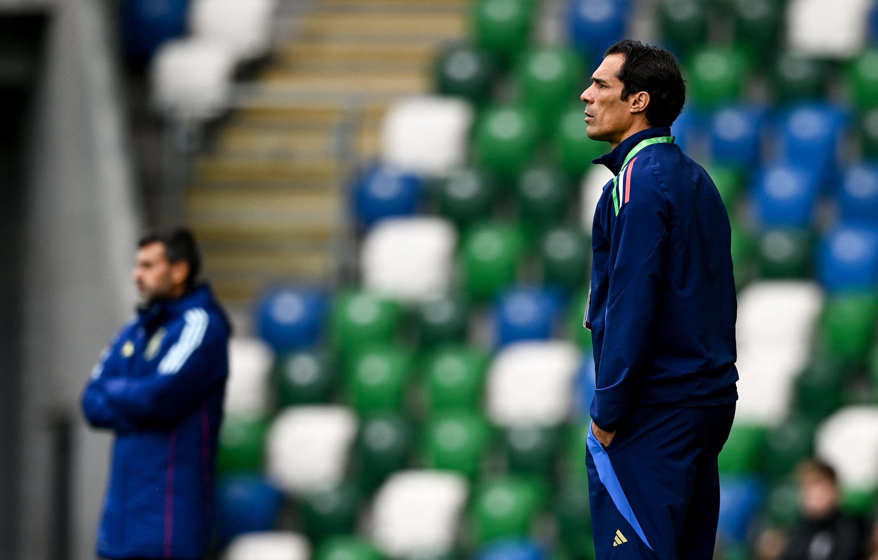 BELFAST, NORTHERN IRELAND - JULY 25: Italy manager Bernardo Corradi during the UEFA European Under-19 Championship 2024 semi-final match between Italy and Spain at National Football Stadium at Windsor Park on July 25, 2024 in Belfast, Northern Ireland. (Photo by Seb Daly - Sportsfile/UEFA via Getty Images)