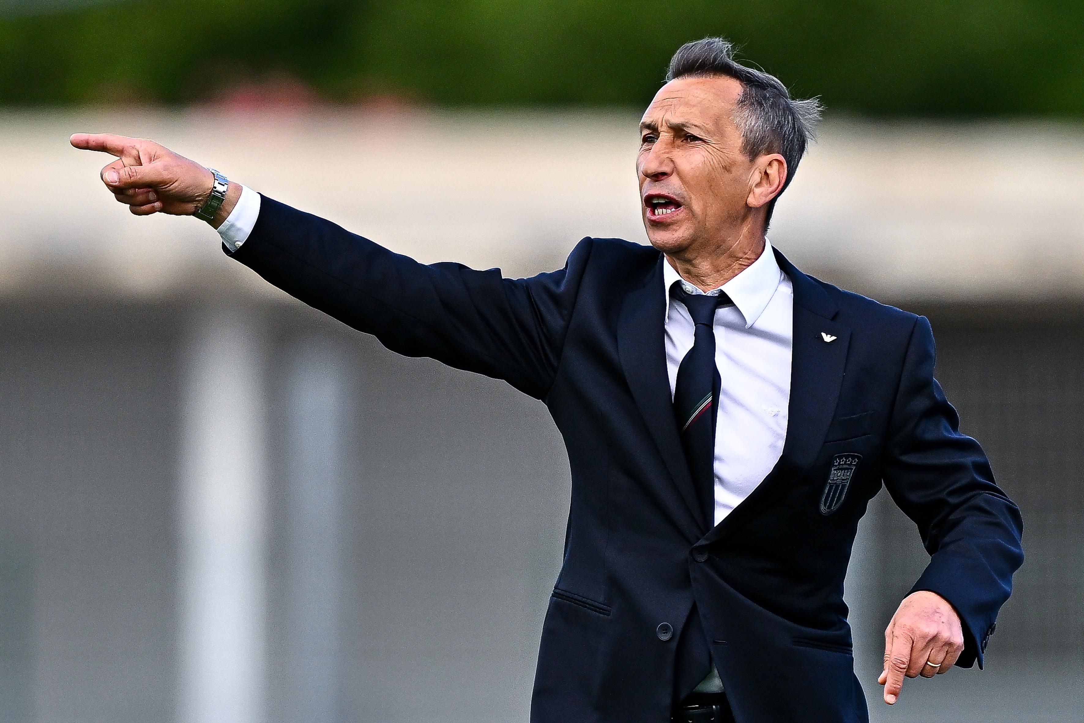 SALON-DE-PROVENCE, FRANCE - JUNE 12: Carmine Nunziata, head coach of Italy U21, reacts during the 50th Tournoi Maurice Revello match between Italy U21 and Indonesia U20 at Stade Marcel Roustan on June 12, 2024 in Salon-de-Provence, France. (Photo by Simone Arveda/Getty Images)