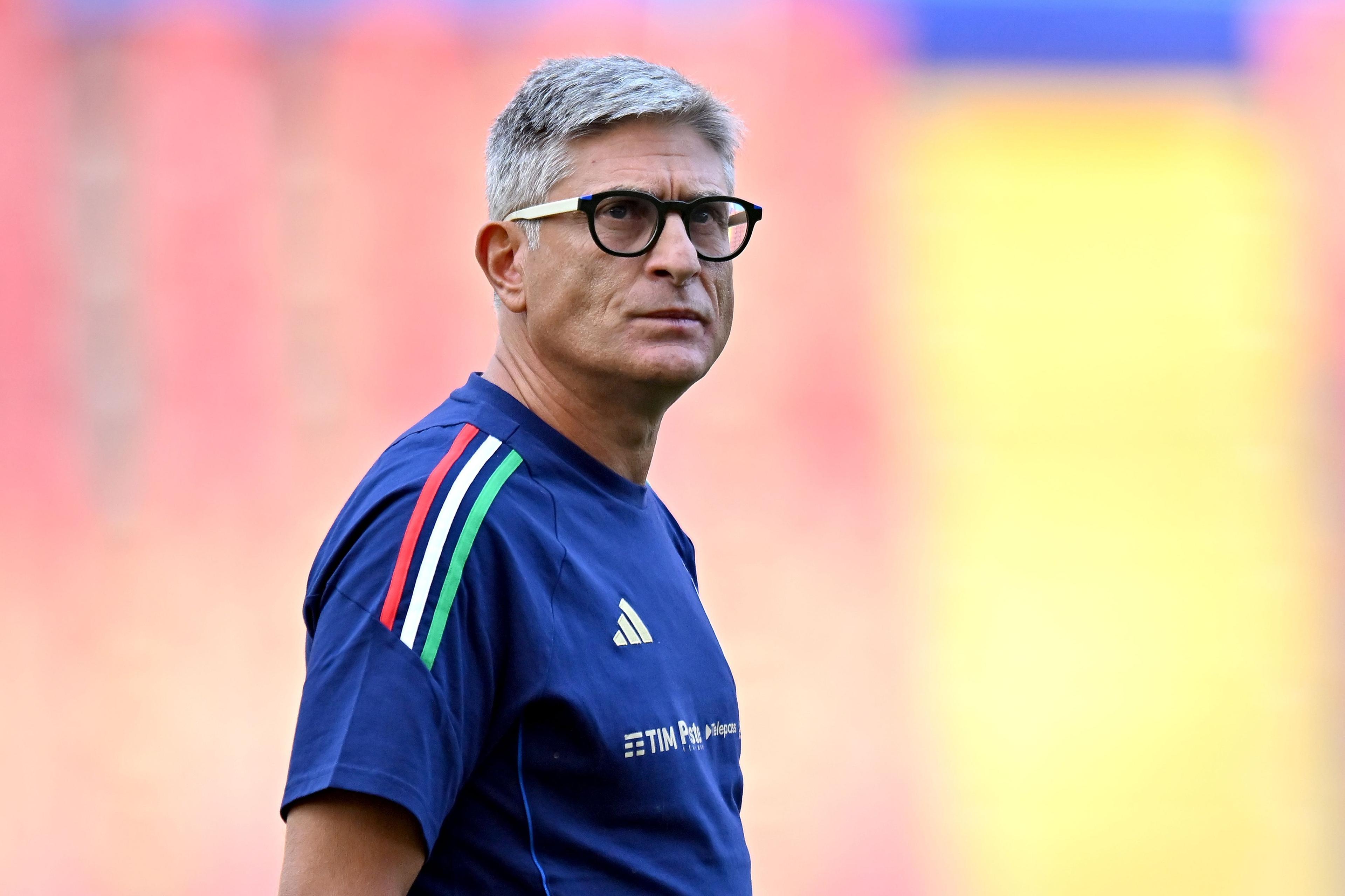 TRIESTE, ITALY - SEPTEMBER 03: Massimiliano Favo head coach of Italy U17 during the International Friendly match between Italy U17 and Portugal U17 at Stadio Nereo Rocco on September 03, 2024 in Trieste, Italy. (Photo by Alessandro Sabattini/Getty Images)