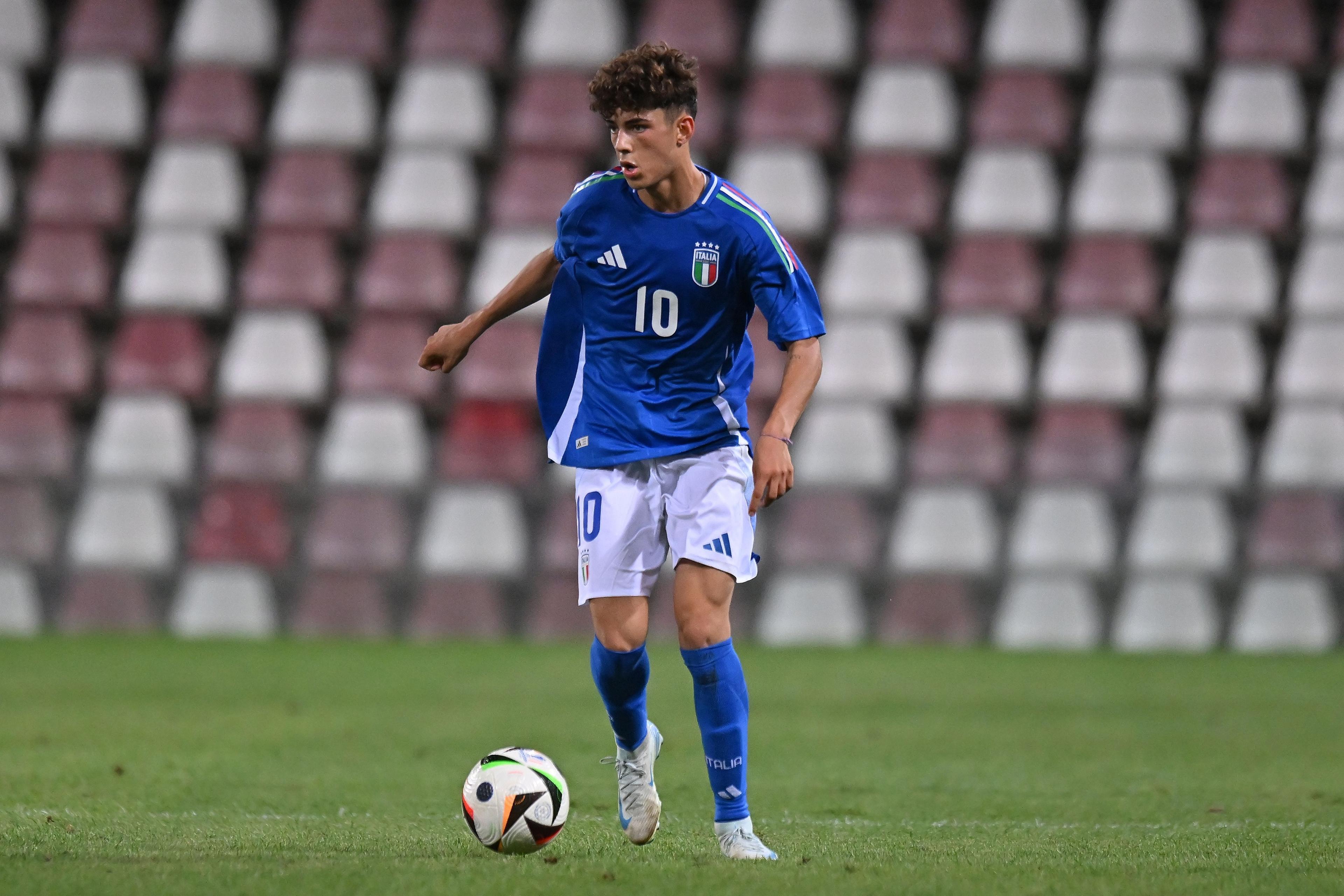 TRIESTE, ITALY - SEPTEMBER 03:  Samuele Inacio of Italy U17 during the International Friendly match between Italy U17 and Portugal U17 at Stadio Nereo Rocco on September 03, 2024 in Trieste, Italy.  (Photo by Alessandro Sabattini/Getty Images)
