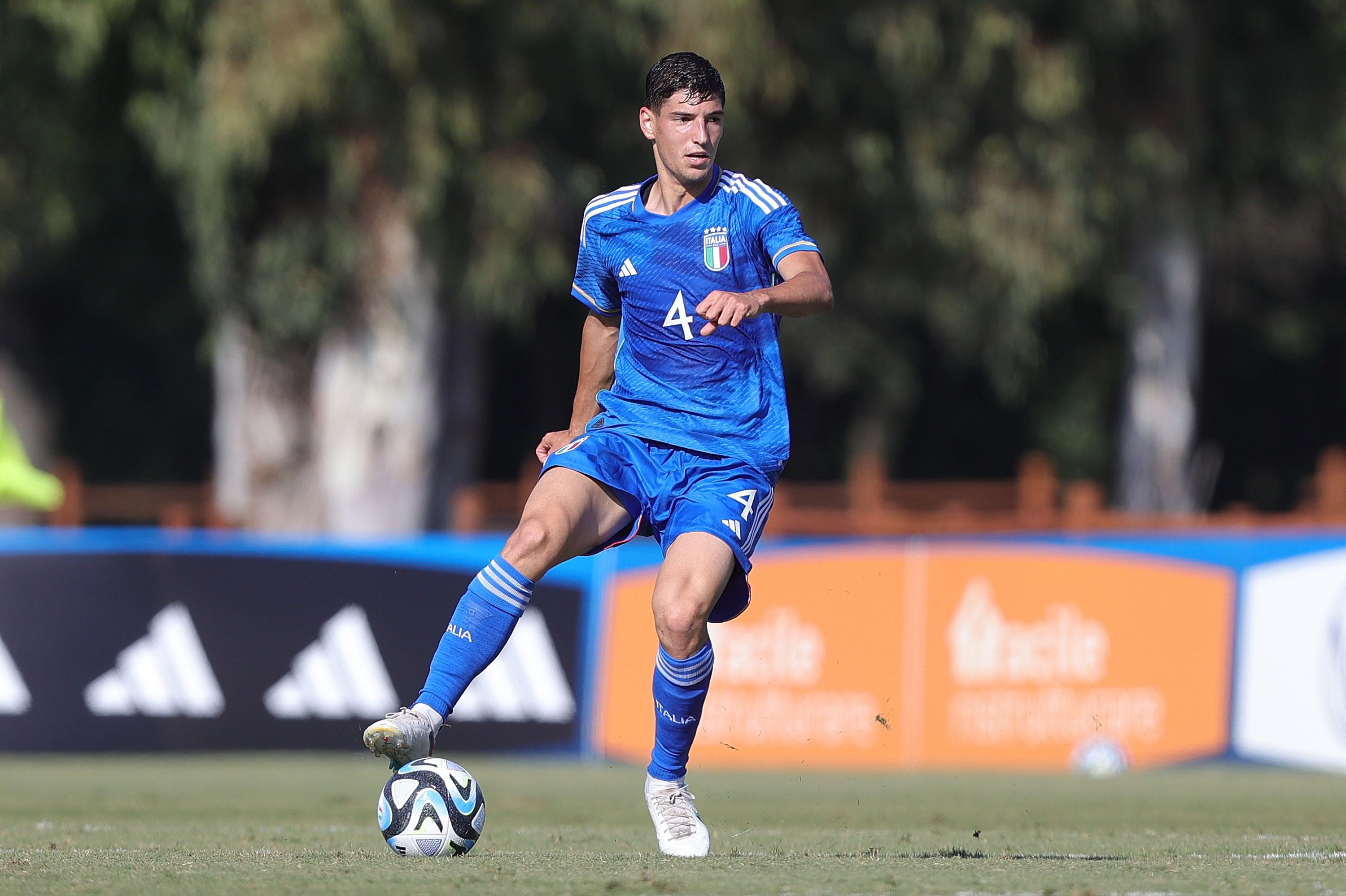 TIRRENIA, ITALY - OCTOBER 12: Matteo Prati of Italy U21 in action during the Friendly Match between Italy U21 and Italy U18 on October 12, 2023 in Tirrenia, Italy. (Photo by Gabriele Maltinti/Getty Images) *** Local Caption *** Matteo Prati
