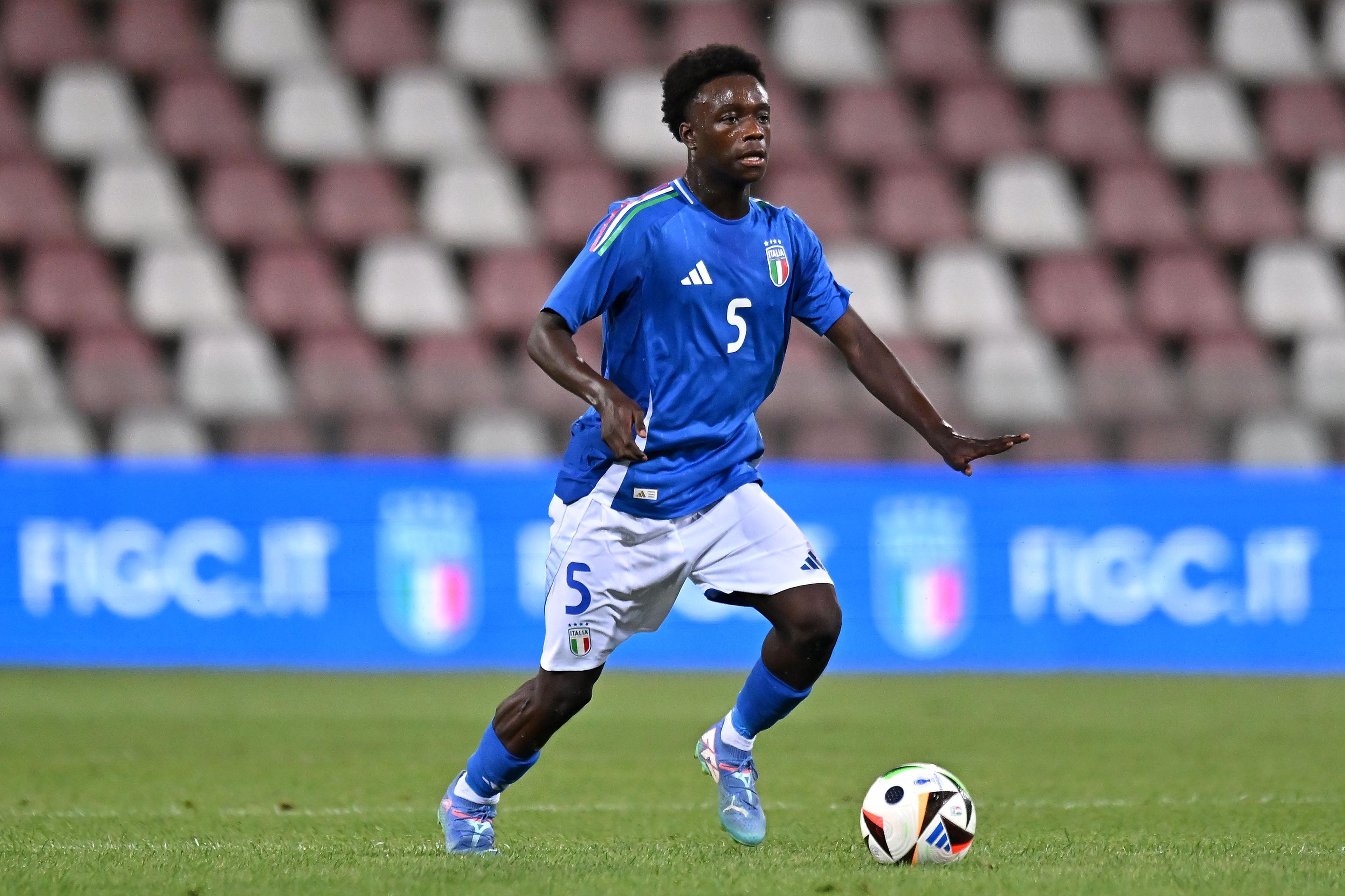 TRIESTE, ITALY - SEPTEMBER 03: Dauda Amihere Iddrisa of Italy U17  in action during the International Friendly match between Italy U17 and Portugal U17 at Stadio Nereo Rocco on September 03, 2024 in Trieste, Italy.  (Photo by Alessandro Sabattini/Getty Images)