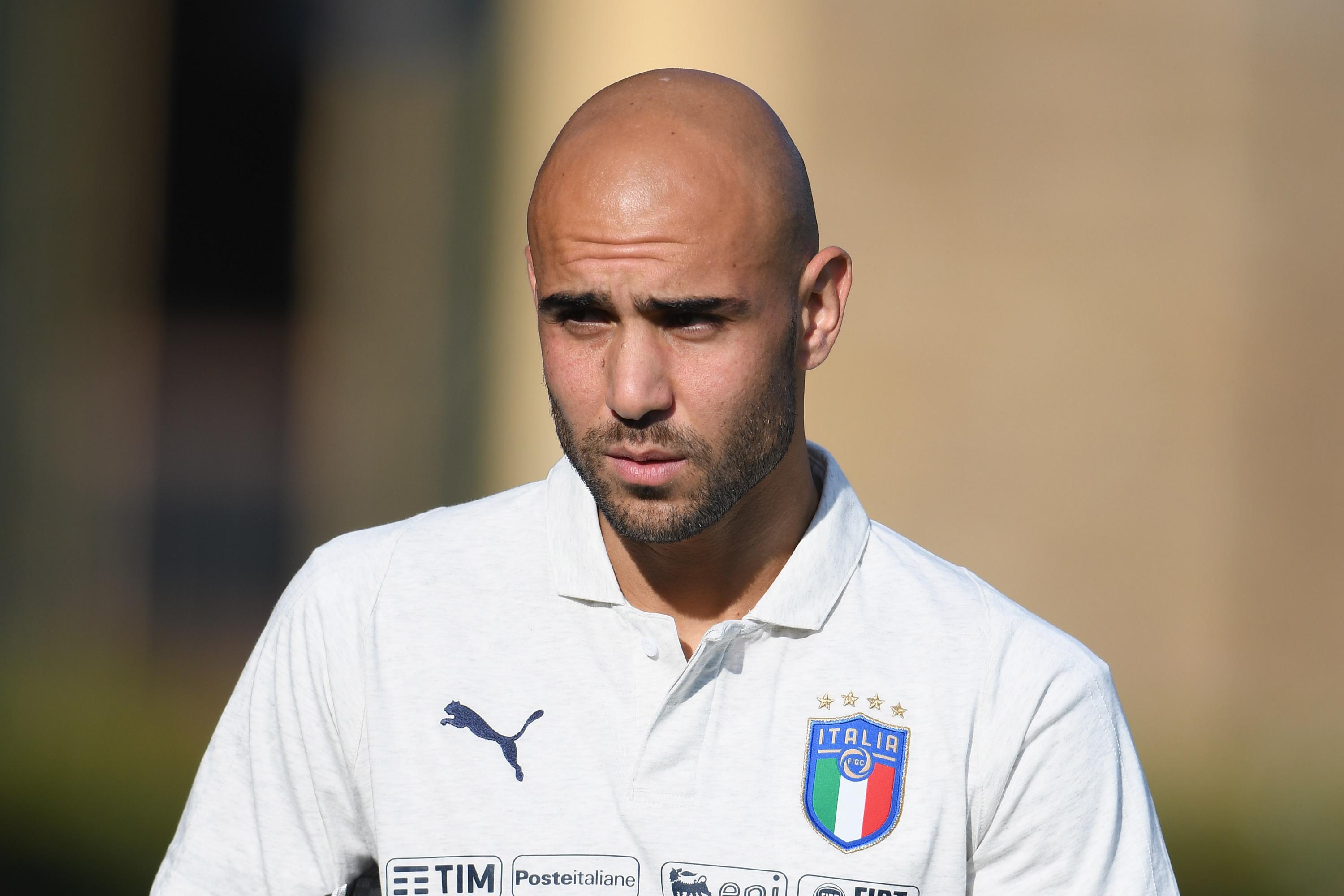 FLORENCE, ITALY - OCTOBER 08: Simone Zaza of Italy looks on during a Italy training session at Centro Tecnico Federale di Coverciano on October 8, 2018 in Florence, Italy. (Photo by Claudio Villa/Getty Images)