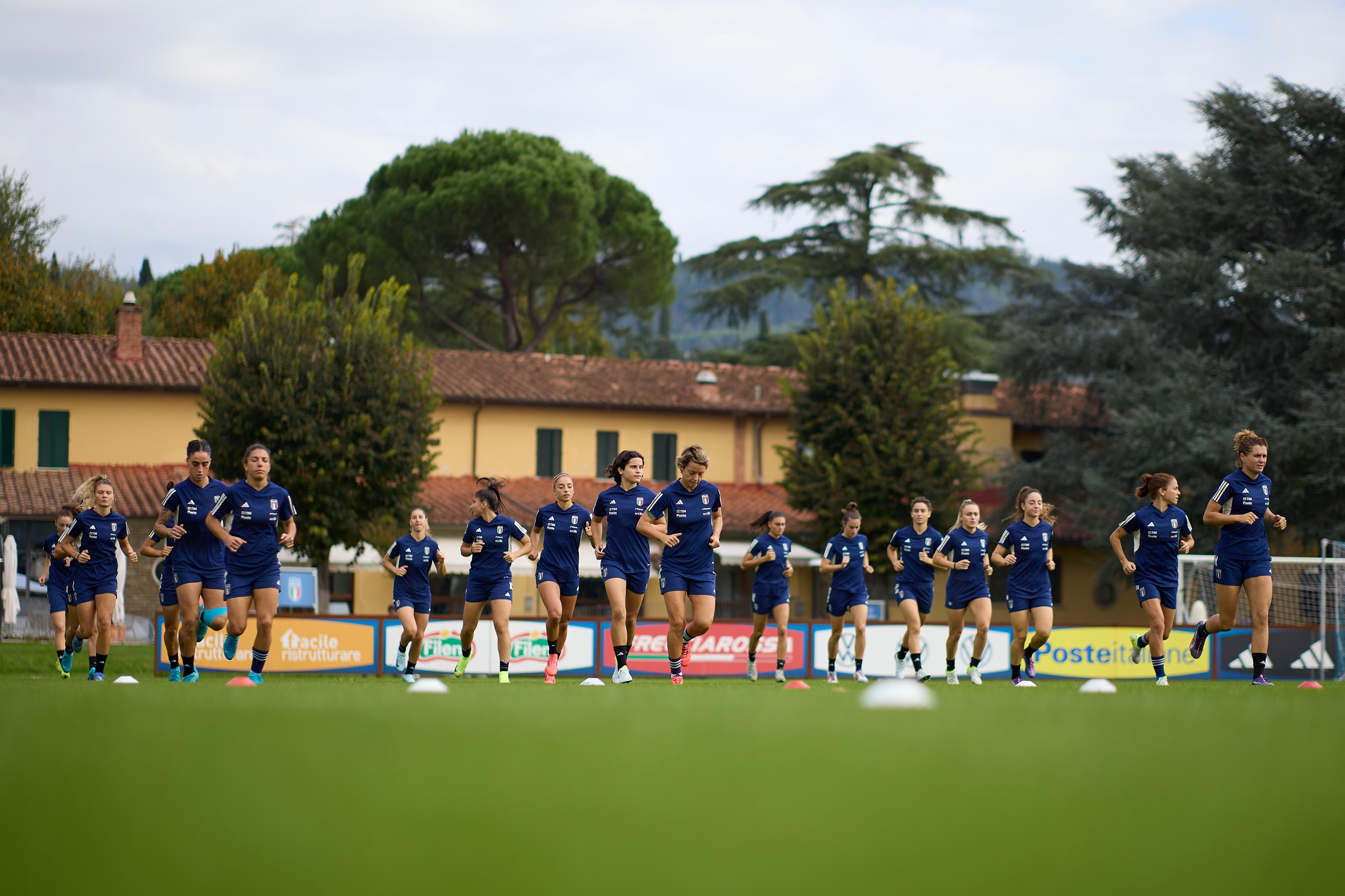 FLORENCE, ITALY - OCTOBER 22: XXXXX during Italy Women Training Session at Centro Tecnico Federale di Coverciano on October 22, 2024 in Florence, Italy. (Photo by Emmanuele Ciancaglini/FIGC via Getty Images)