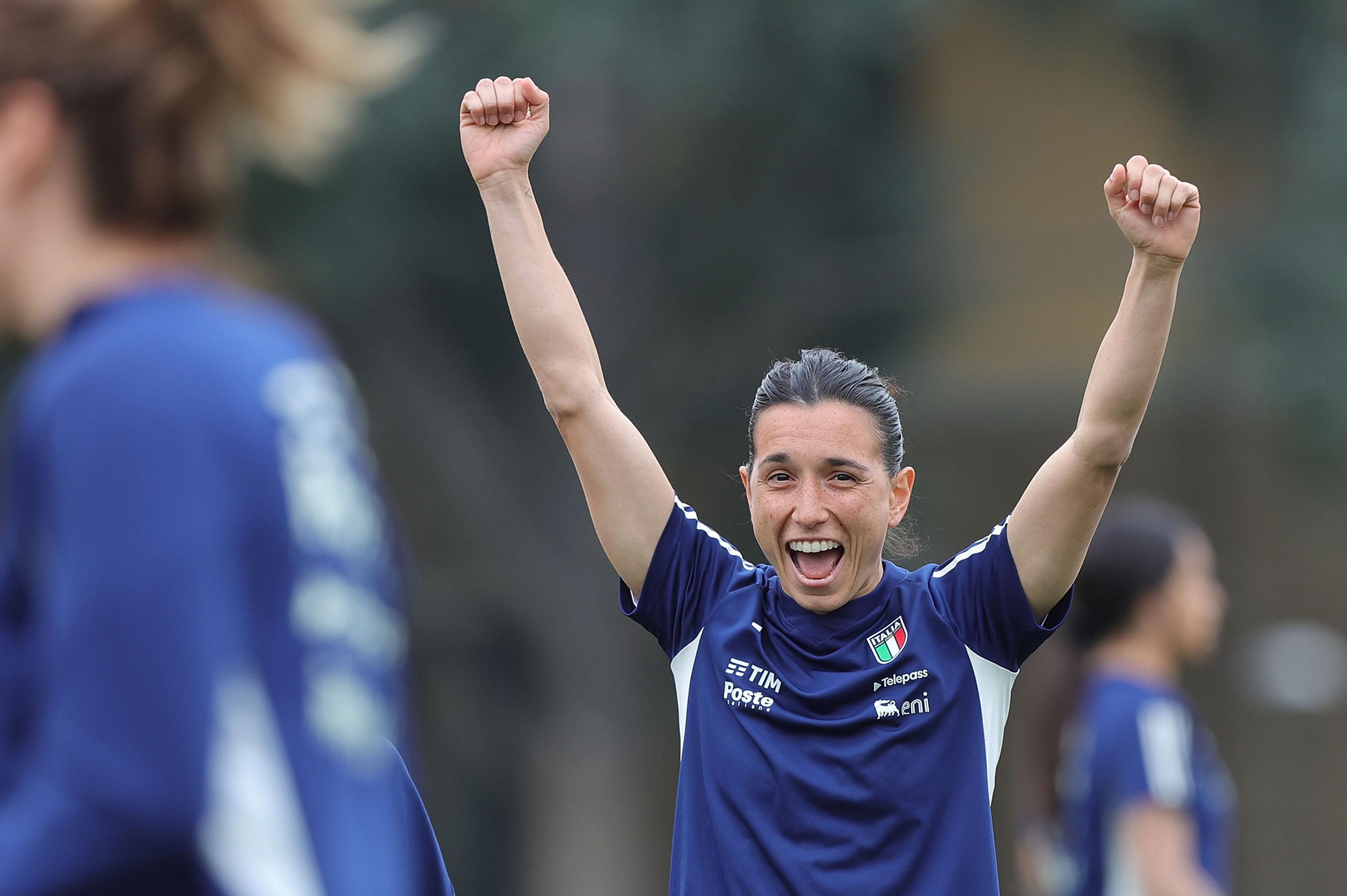 FLORENCE, ITALY - APRIL 4: Lucia Di Guglielmo of Italy Women reacts during training session at Centro Tecnico Federale di Coverciano on April 4, 2024 in Florence, Italy. (Photo by Gabriele Maltinti/Getty Images) *** Local Caption *** Lucia Di Guglielmo