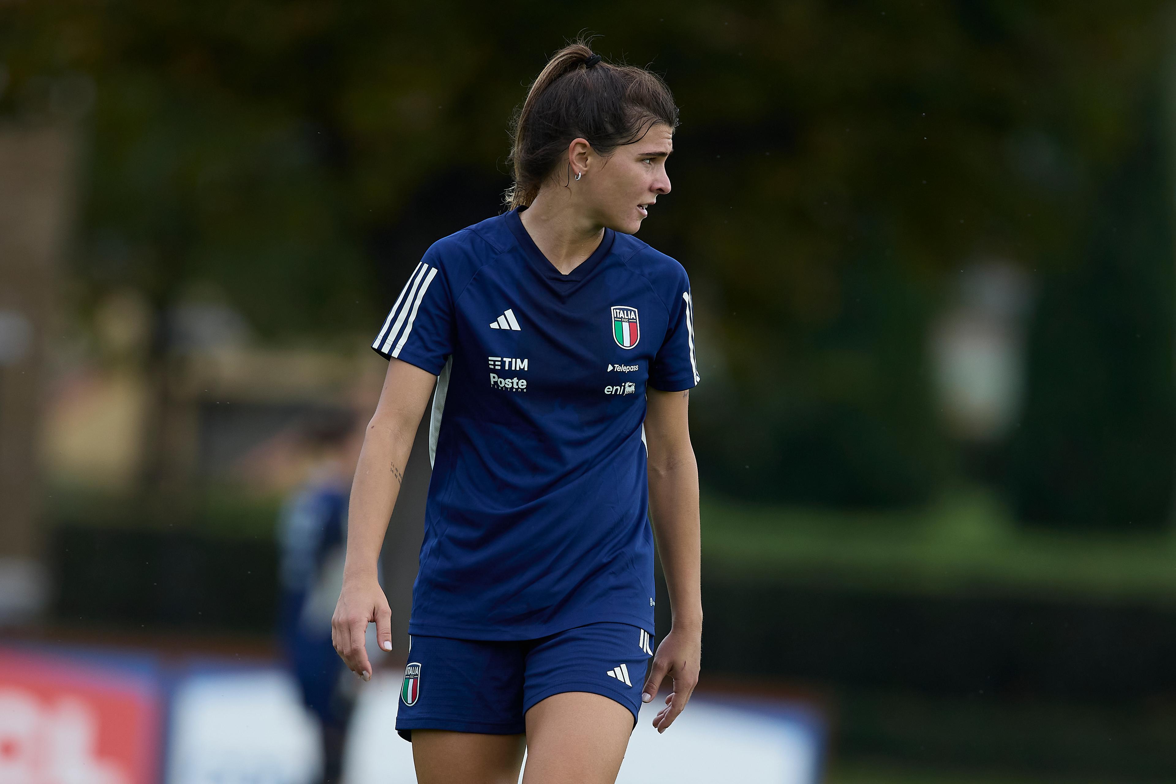 FLORENCE, ITALY - OCTOBER 22: XXXXX during Italy Women Training Session at Centro Tecnico Federale di Coverciano on October 22, 2024 in Florence, Italy. (Photo by Emmanuele Ciancaglini/FIGC via Getty Images)
