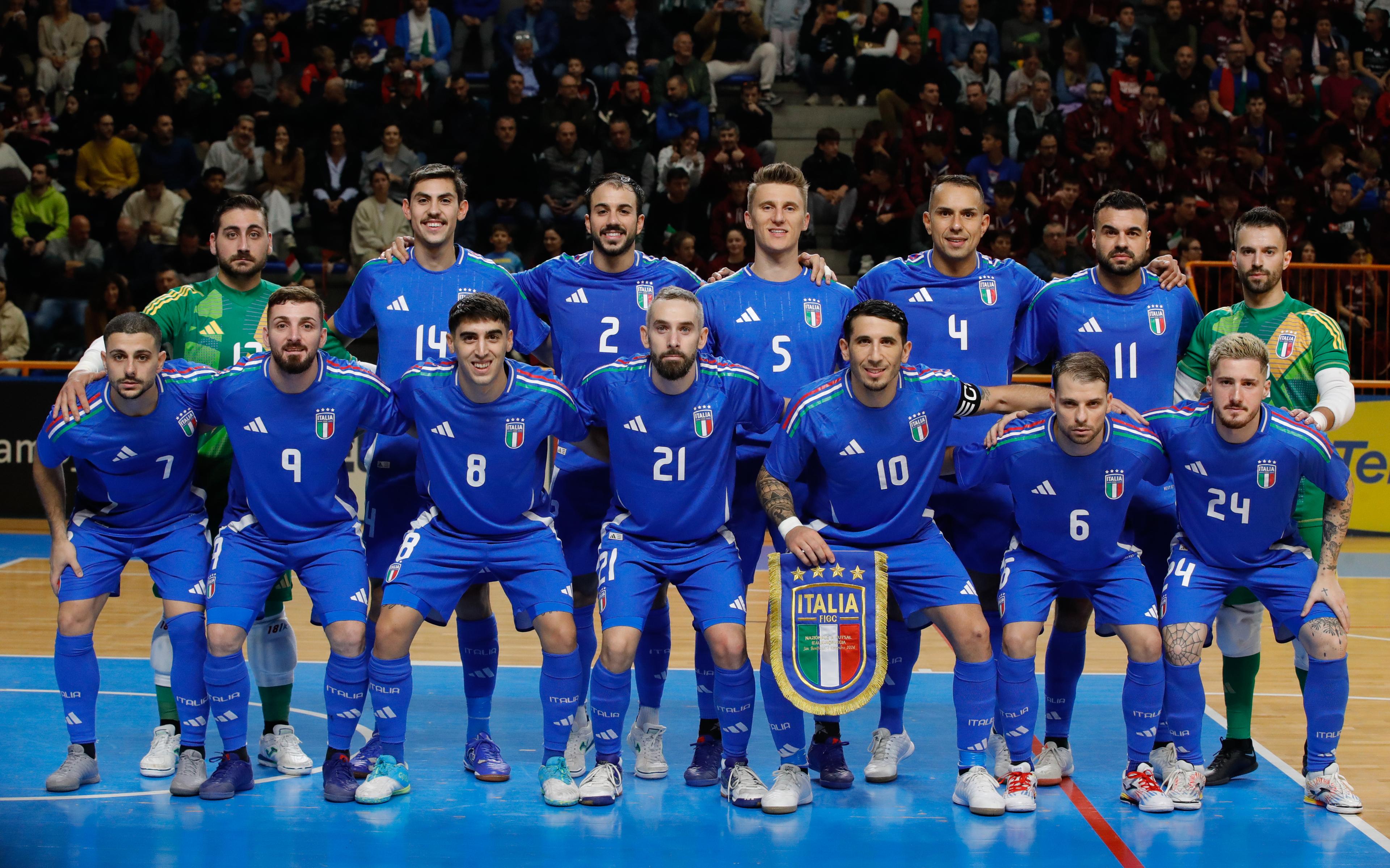 SAN BONIFACIO, ITALY - NOVEMBER 04: The Italian squad before the International Friendly between Italy and Norway at Pala Ferroli on November 04, 2024 in San Bonifacio, Italy. (Photo by FIGC/FIGC via Getty Images)