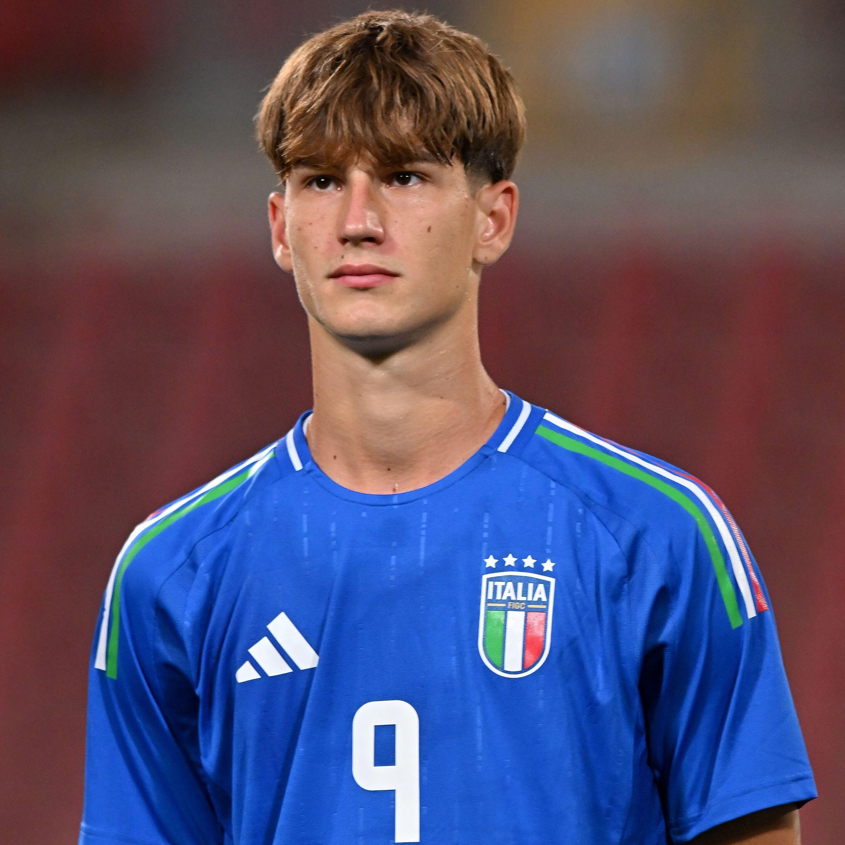 TRIESTE, ITALY - SEPTEMBER 03: Thomas Campaniello of Italy U17 during the International Friendly match between Italy U17 and Portugal U17 at Stadio Nereo Rocco on September 03, 2024 in Trieste, Italy. (Photo by Alessandro Sabattini/Getty Images)