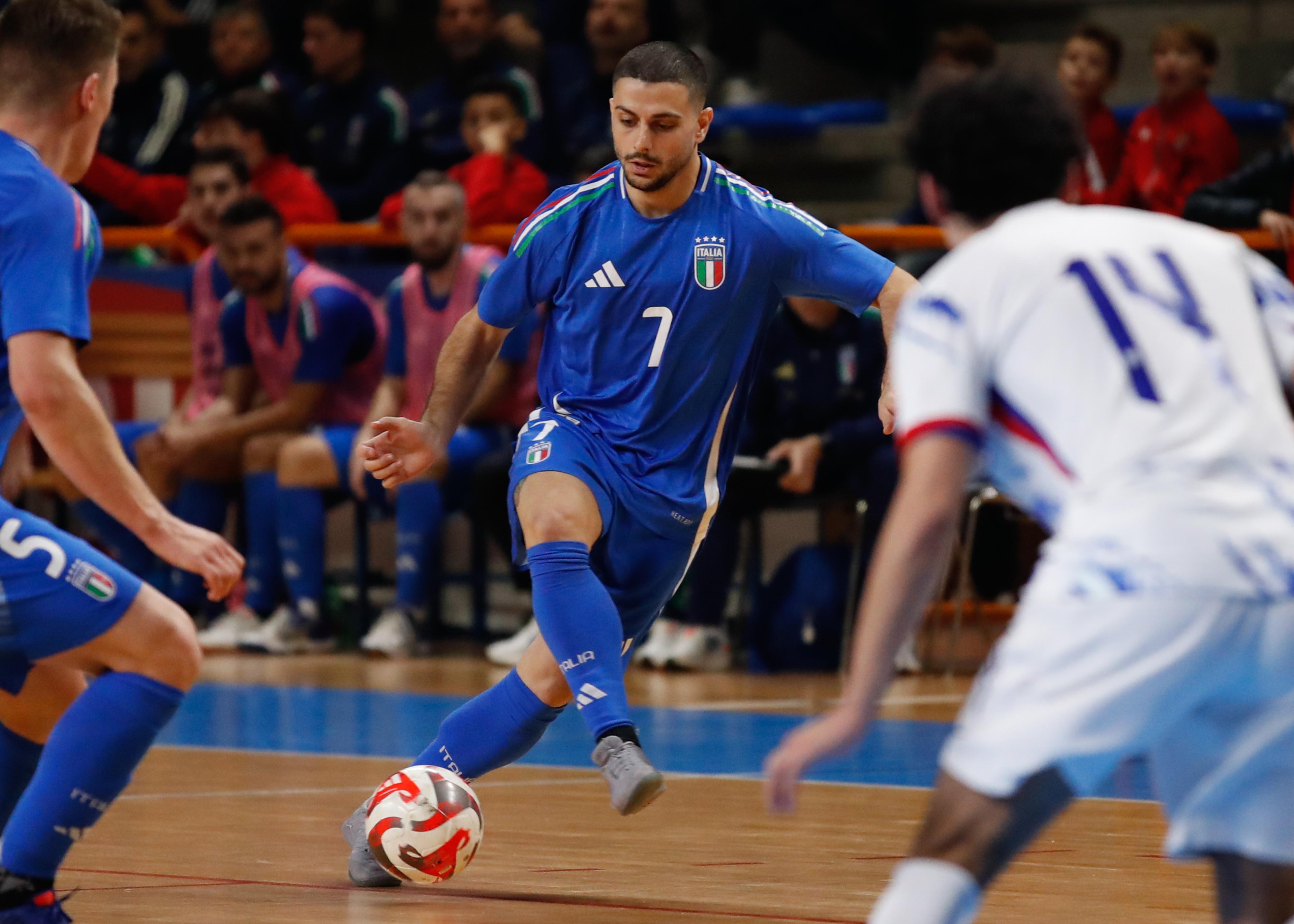SAN BONIFACIO, ITALY - NOVEMBER 04: Giuliano Fortini of Italy in action during the International Friendly between Italy and Norway at Pala Ferroli on November 04, 2024 in San Bonifacio, Italy. (Photo by FIGC/FIGC via Getty Images)
