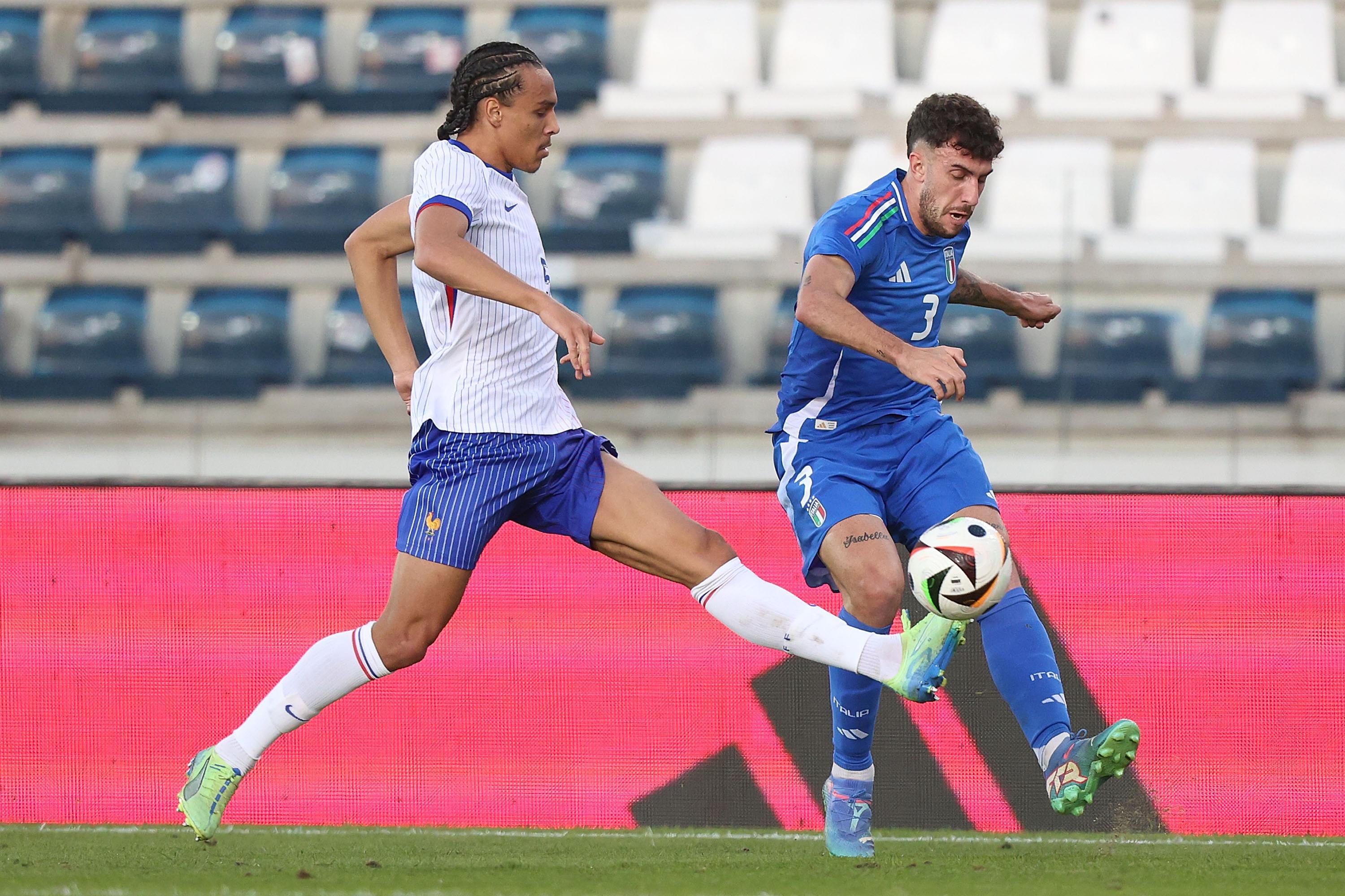 EMPOLI, ITALY - NOVEMBER 15: Matteo Ruggeri of Italy U21 in action during the international friendly match between Italy U21 and France U21 at Stadio Carlo Castellani on November 15, 2024 in Empoli, Italy. (Photo by Gabriele Maltinti - FIGC/FIGC via Getty Images) *** Local Caption *** Matteo Ruggeri