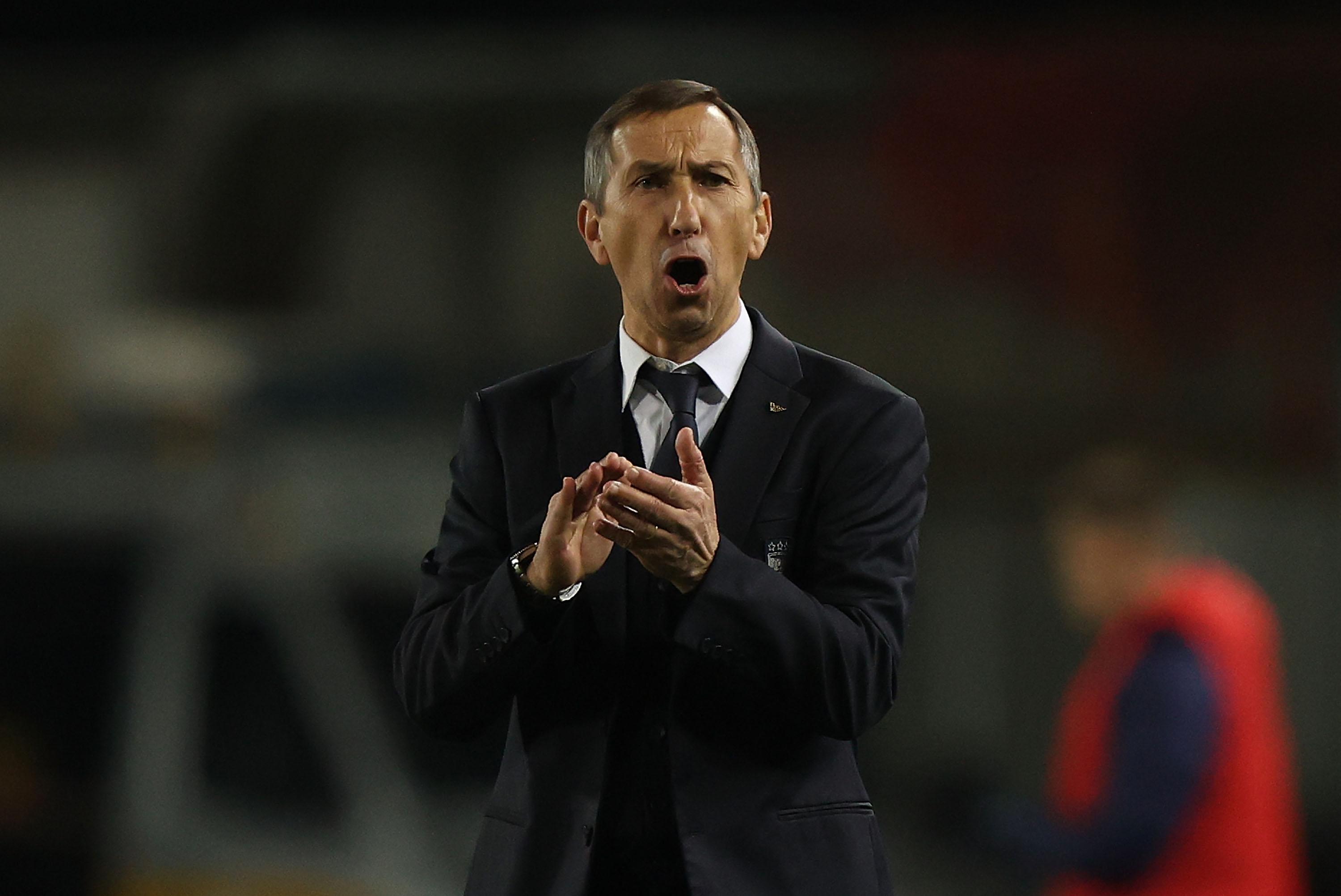 EMPOLI, ITALY - NOVEMBER 15: Carmine Nunziata manager of Italy U21 reacts during the international friendly match between Italy U21 and France U21 at Stadio Carlo Castellani on November 15, 2024 in Empoli, Italy. (Photo by Gabriele Maltinti - FIGC/FIGC via Getty Images) *** Local Caption *** Carmine Nunziata