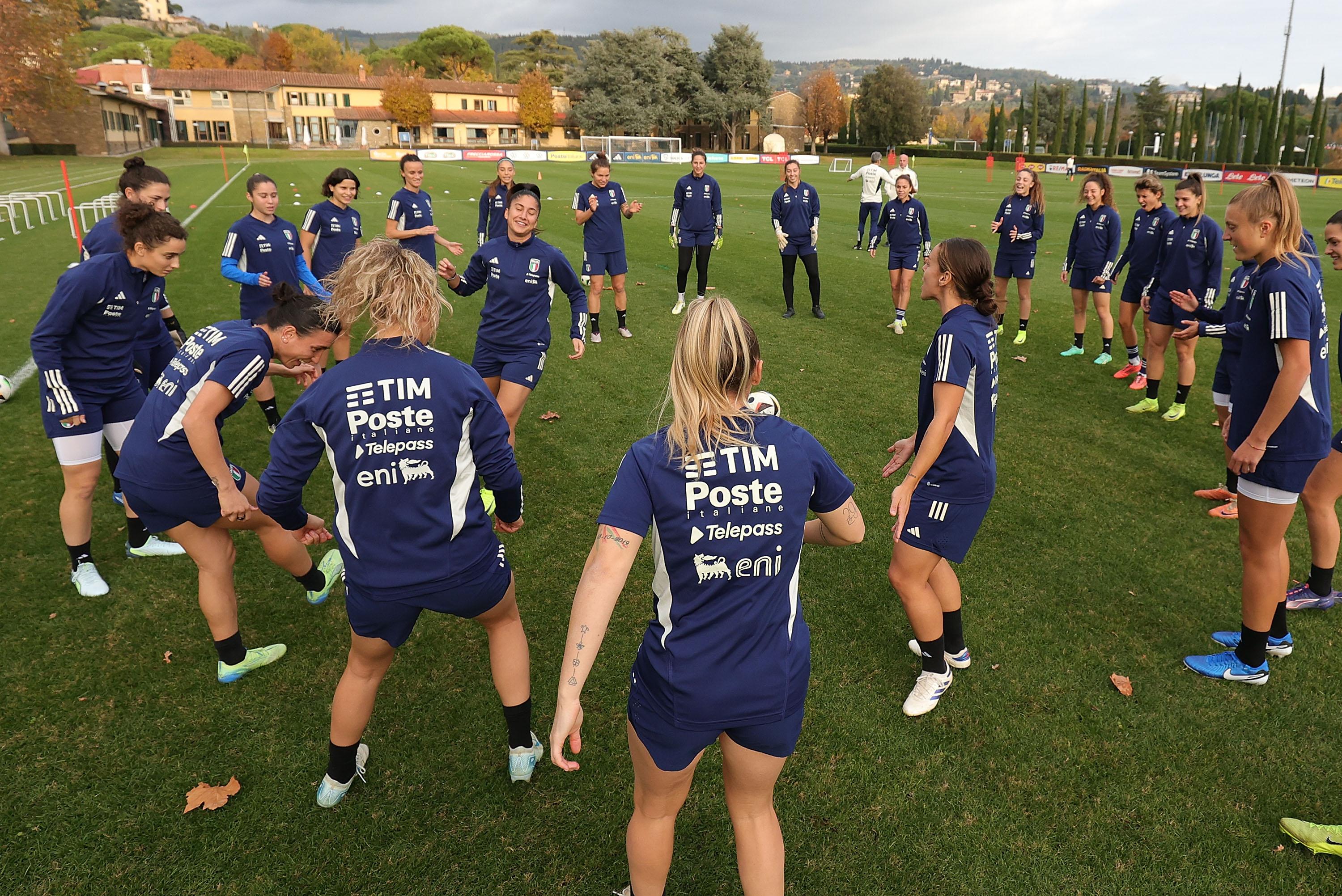 FLORENCE, ITALY - NOVEMBER 26: General view during Italy Women Training Session at Centro Tecnico Federale di Coverciano on November 26, 2024 in Florence, Italy. (Photo by Gabriele Maltinti - FIGC/FIGC via Getty Images)