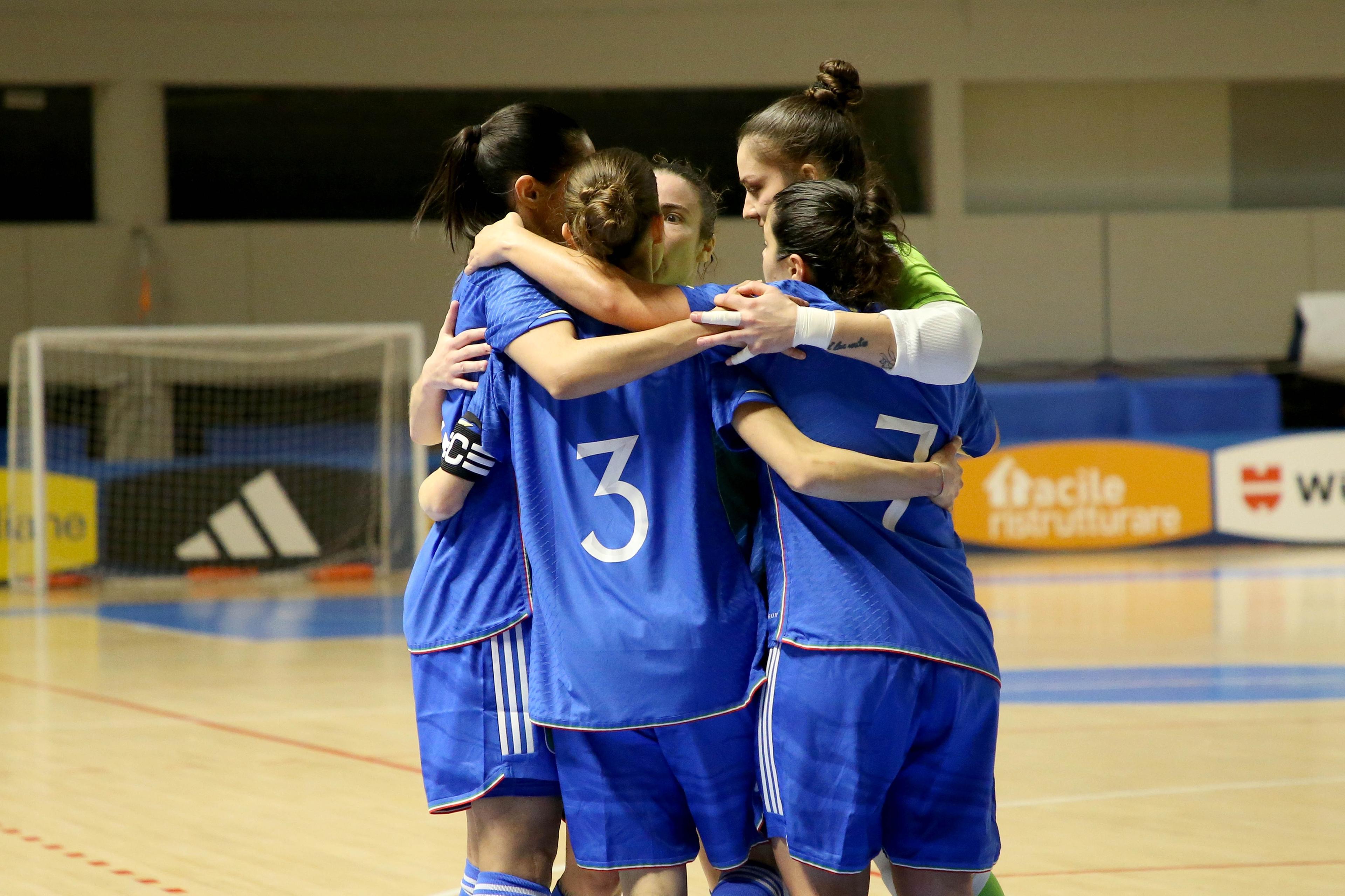 TARANTO, ITALY - MARCH 18: Ludovica Coppari of Italy celebrates after the goal during the Women Futsal Friendly match between Italy and Ukraine on March 18, 2024 in Taranto, Italy. (Photo by Donato Fasano/Getty Images)