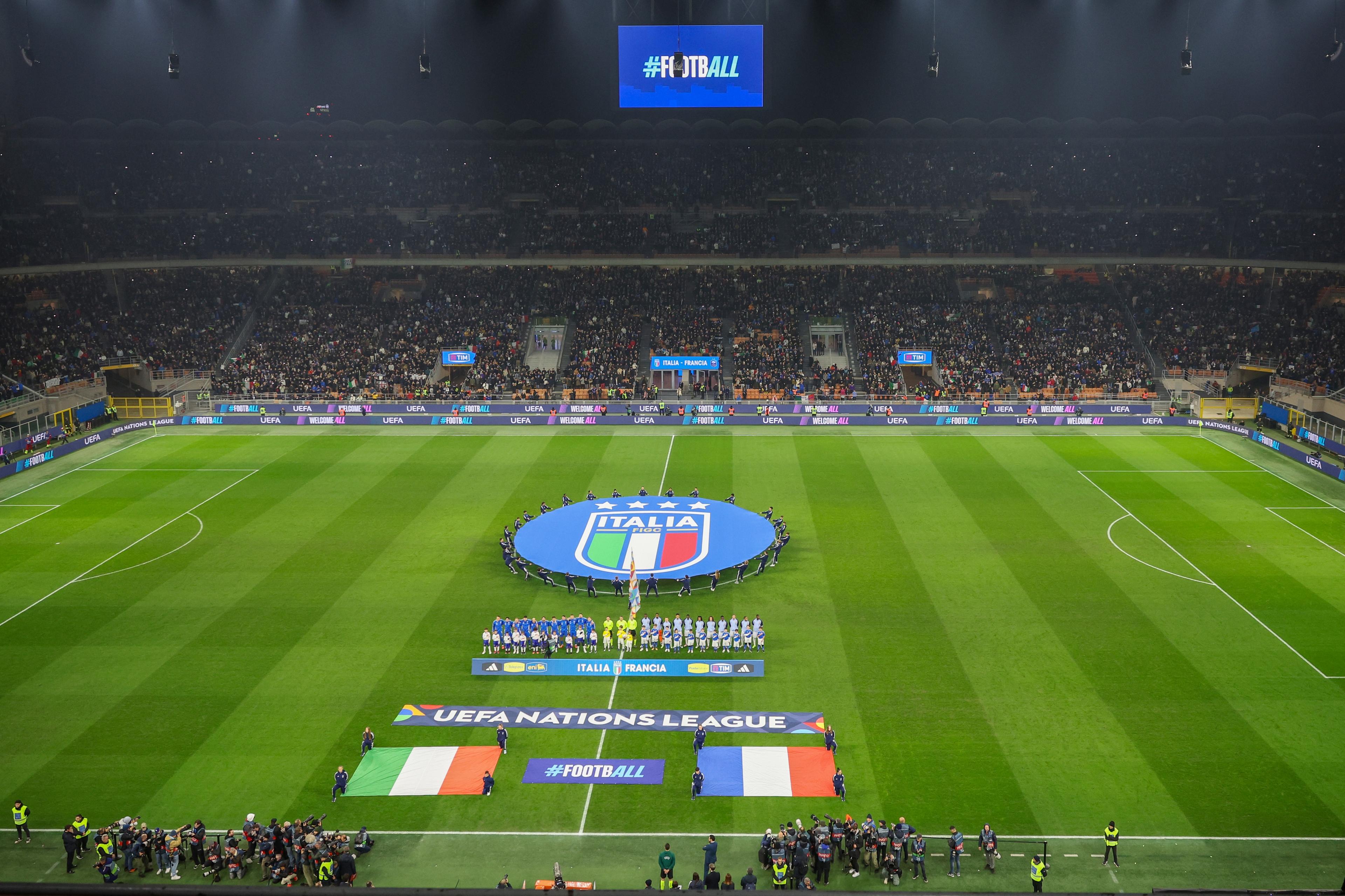 MILAN, ITALY - NOVEMBER 17: <<enter caption here>> during the UEFA Nations League 2024/25 League A Group A2 match between Italy and France at  on November 17, 2024 in Milan, Italy. (Photo by FIGC/FIGC via Getty Images)