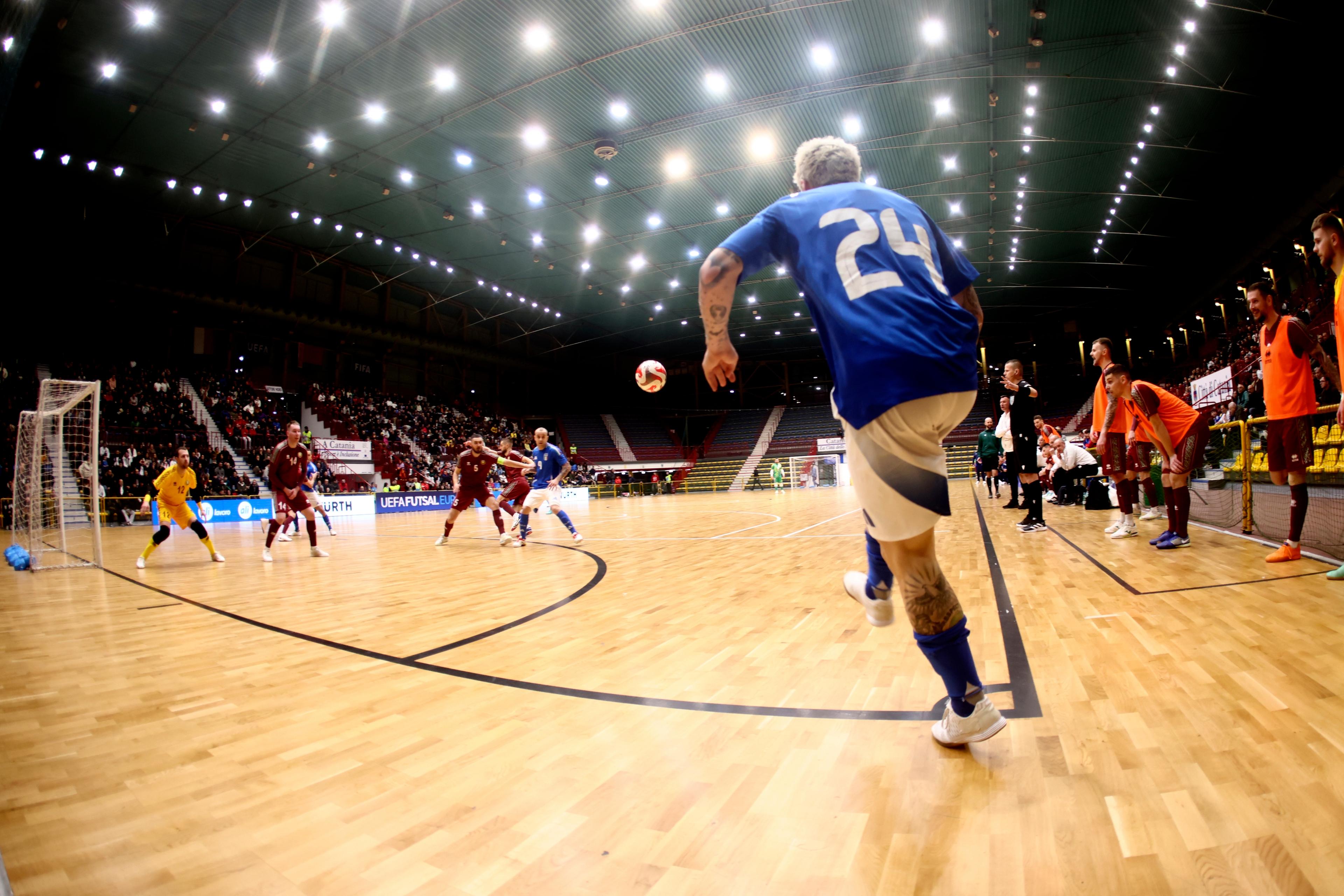 CATANIA, ITALY - JANUARY 30: Matheus Barichello of Italy during the Futsal EURO 2026 Qualifyier match beetween Italy and Belarus on January 30, 2025 in PalaCatania, Catania, Italy. (Photo by FIGC/FIGC via Getty Images)