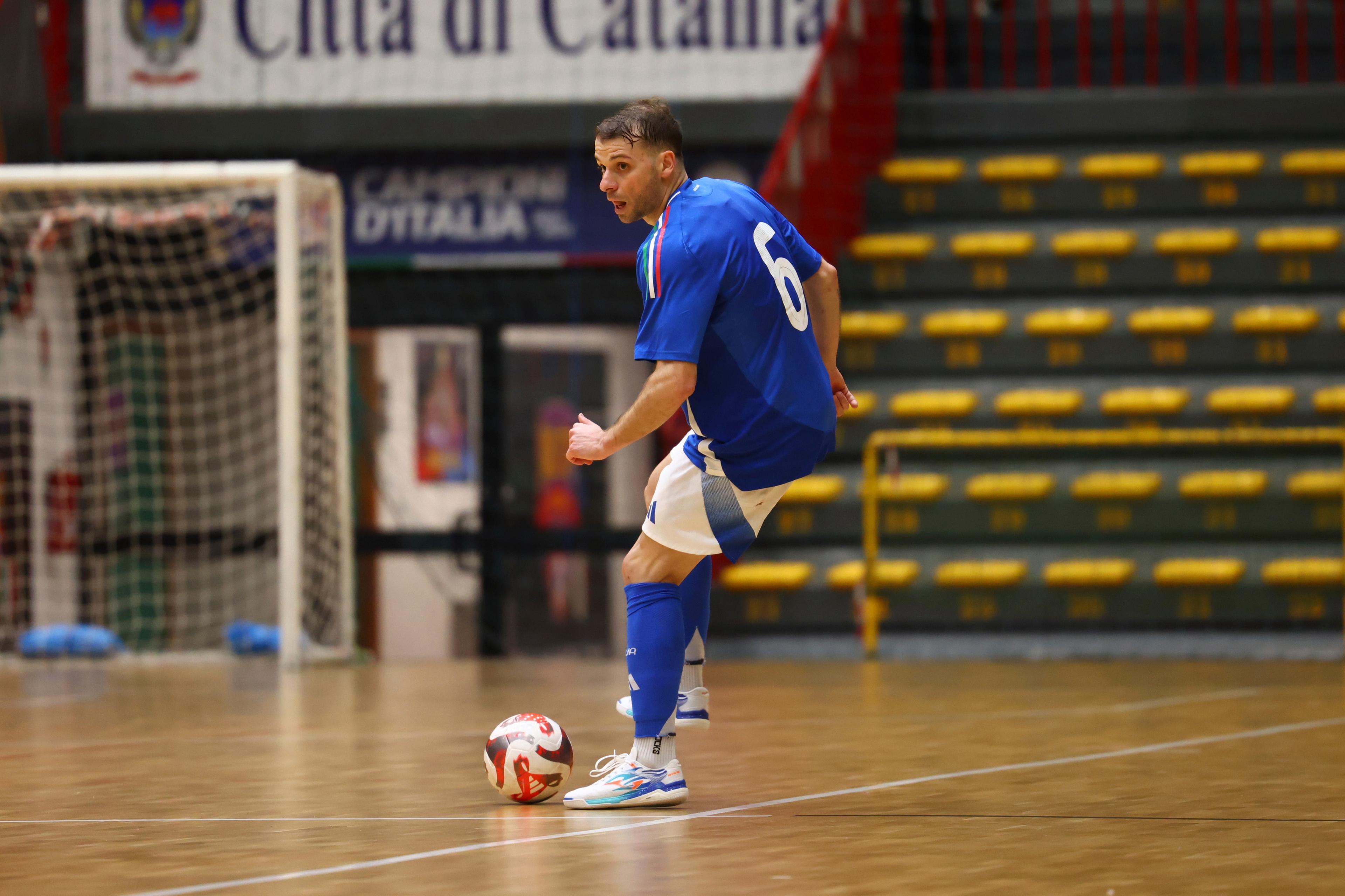 CATANIA, ITALY - JANUARY 30: Giovanni Pulvirenti of Italy during the Futsal EURO 2026 Qualifyier match beetween Italy and Belarus on January 30, 2025 in PalaCatania, Catania, Italy. (Photo by FIGC/FIGC via Getty Images)