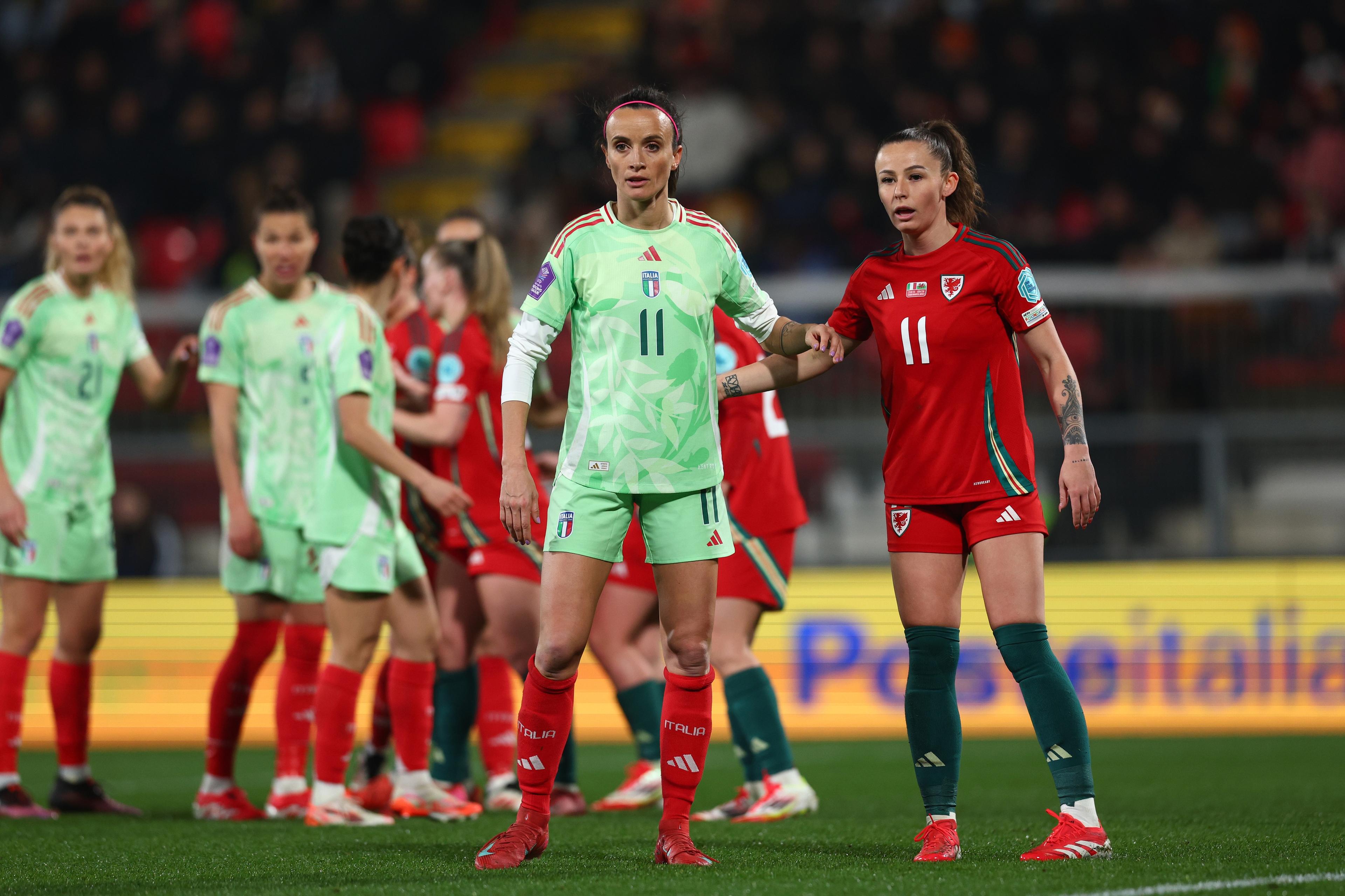 MONZA, ITALY - FEBRUARY 21: Barbara Bonansea of Italy looks on during the UEFA Women\\'s Nations League 2024/25 Group A4 MD1 match between Italy and Wales at Stadio Brianteo on February 21, 2025 in Monza, Italy. (Photo by Francesco Scaccianoce/FIGC via Getty Images)