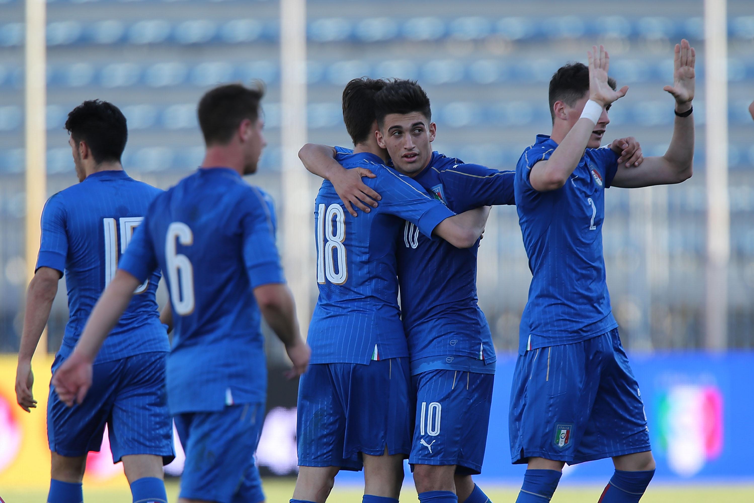 during the U18 international friendly match between Italy and Denmark at Stadio Carlo Castellani on March 8, 2017 in Empoli, Italy.