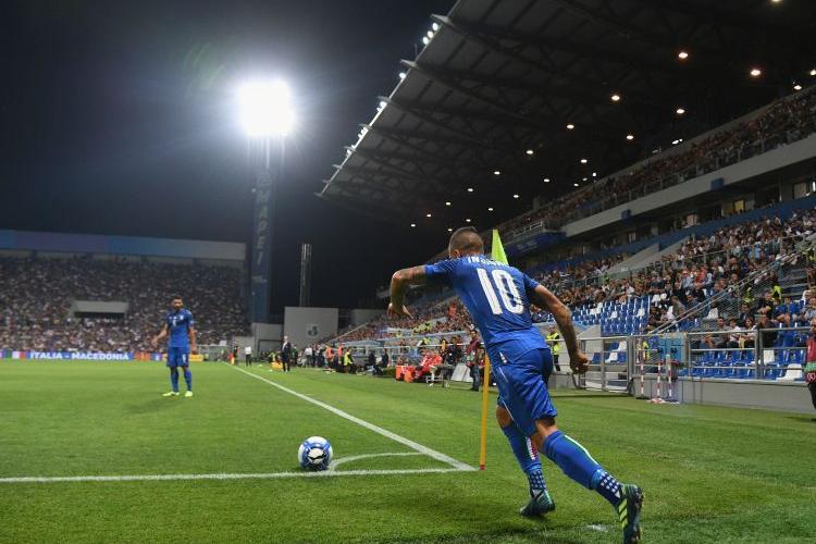REGGIO NELL\\'EMILIA, ITALY - SEPTEMBER 05:  Lorenzo Insigne of Italy in action during the FIFA 2018 World Cup Qualifier between Italy and Israel at Mapei Stadium - Citta\\' del Tricolore on September 5, 2017 in Reggio nell\\'Emilia, Italy.  (Photo by Claudio Villa/Getty Images)