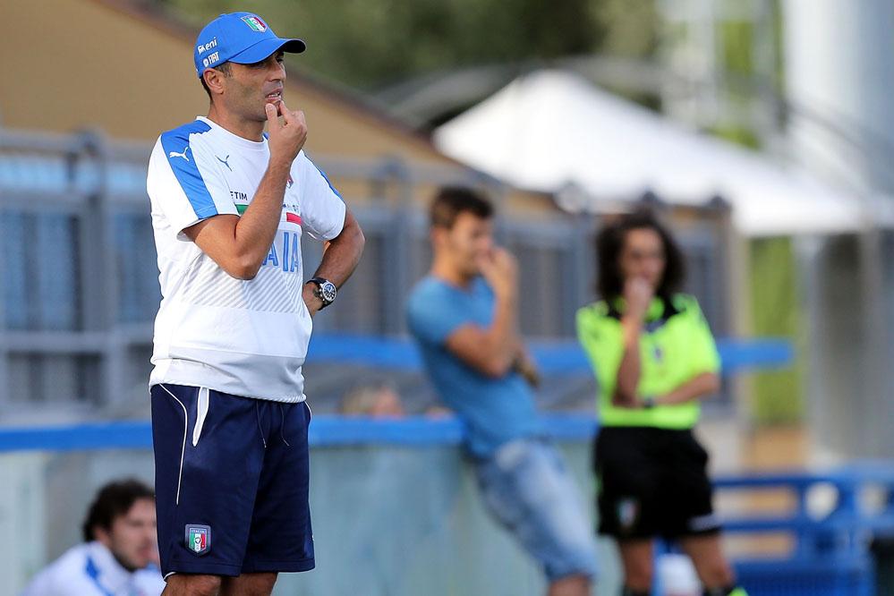 during the match between Italy U19 and Spain U19 on September 12, 2017 in Florence, Italy.