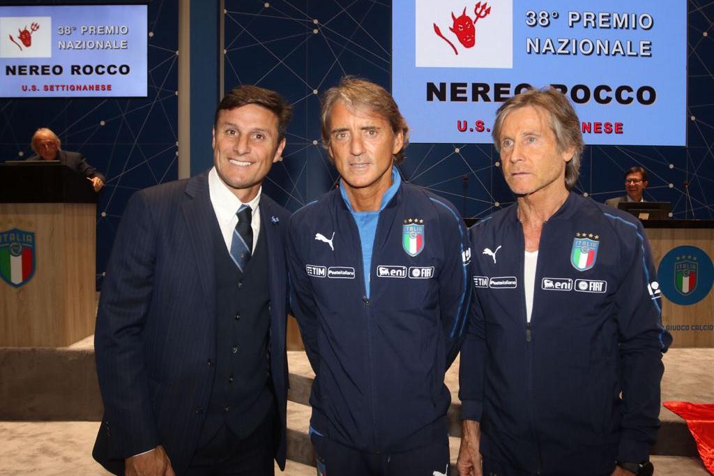 All’Auditorium di Coverciano il ct Mancini riceve il premio nazionale \"Nereo Rocco\"