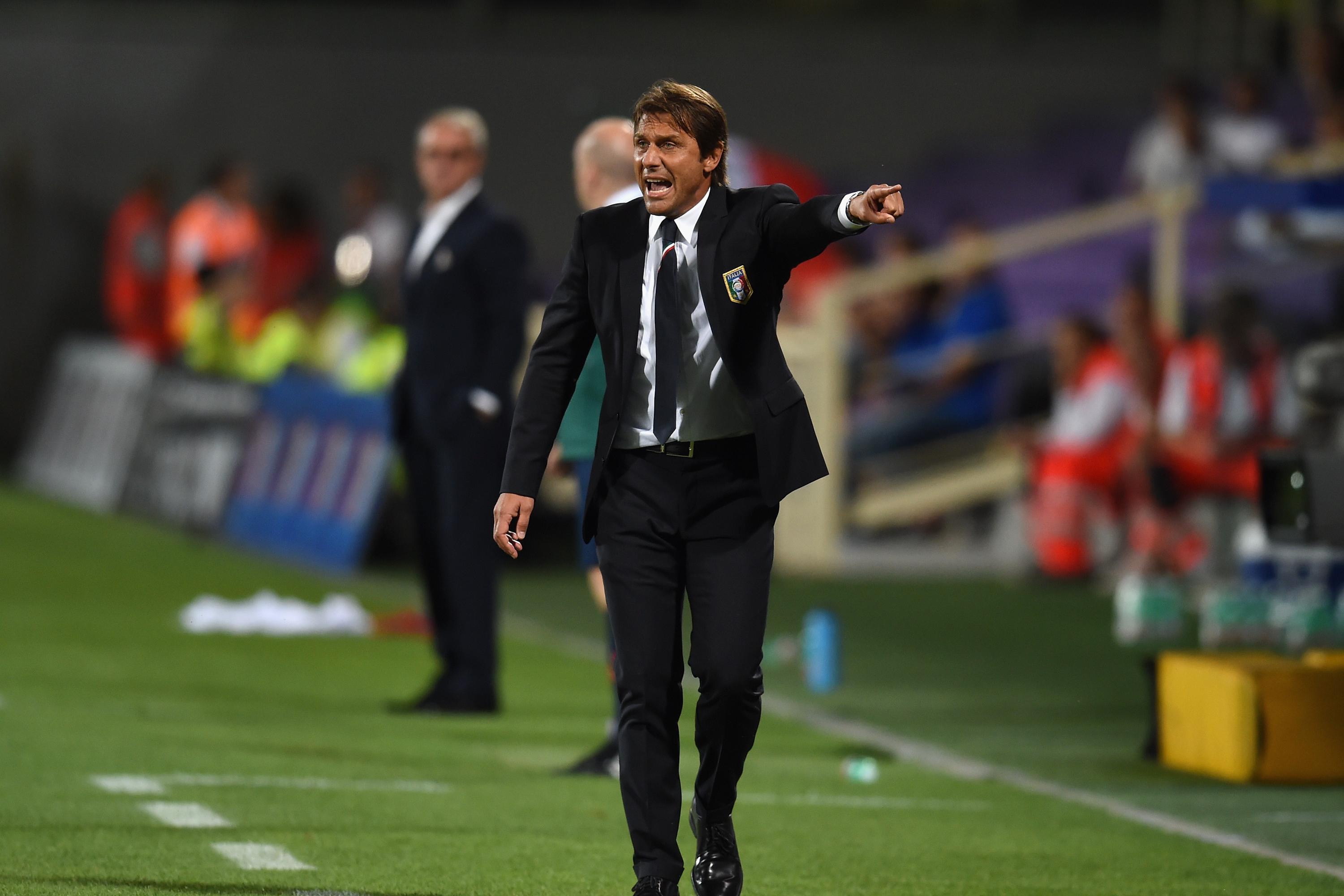 FLORENCE, ITALY - SEPTEMBER 03:  Head coach Antonio Conte reacts during the UEFA EURO 2016 qualifier between Italy and Malta on September 3, 2015 in Florence, Italy.  (Photo by Claudio Villa/Getty Images) *** Local Caption *** Antonio Conte