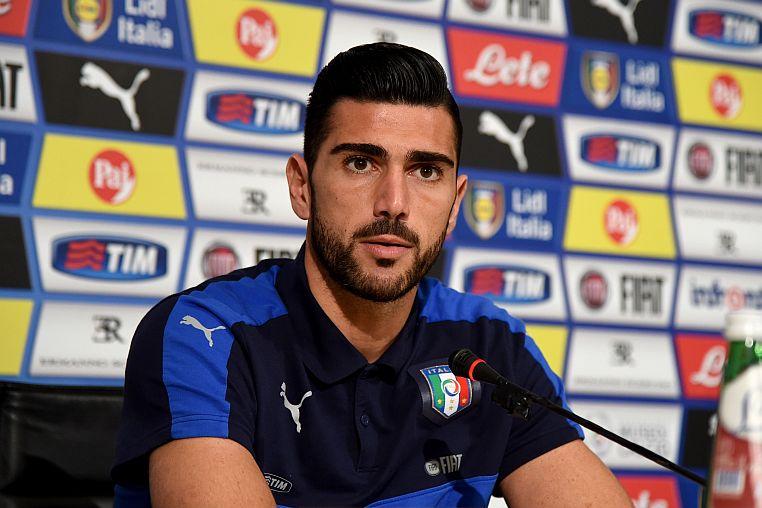 FLORENCE, ITALY - NOVEMBER 15: Graziano Pelle of Italy speaks to the media during a press conference at Coverciano on November 15, 2015 in Florence, Italy. (Photo by Claudio Villa/Getty Images)
