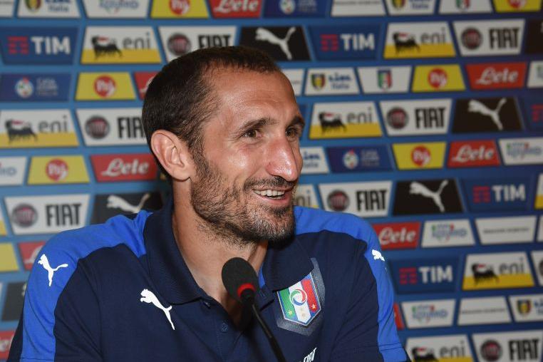 MONTPELLIER, FRANCE - JUNE 24: Giorgio Chiellini of Italy speaks with the media during a press conference at Casa Azzurri on June 24, 2016 in Lyon, France. (Photo by Claudio Villa/Getty Images)