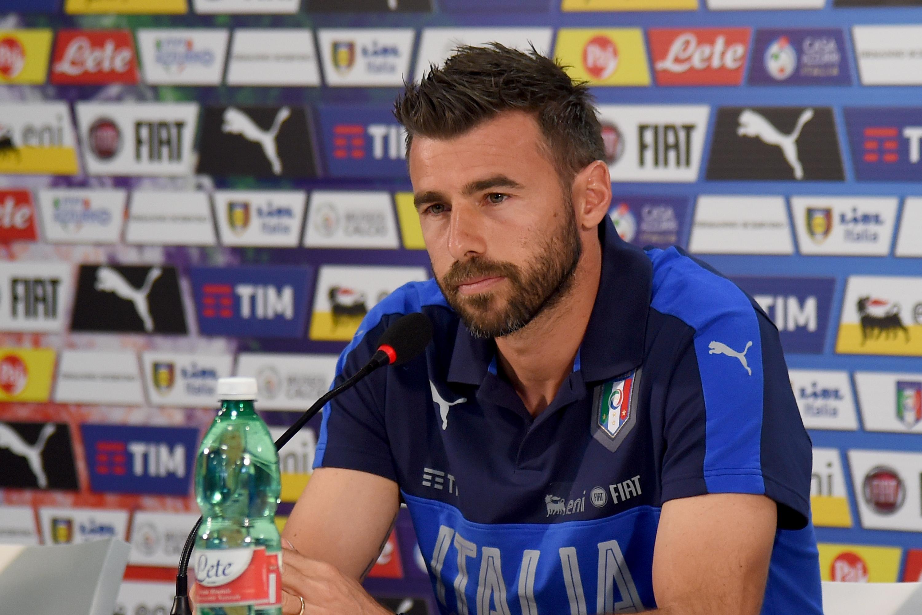 MONTPELLIER, FRANCE - JUNE 25:  Andrea Barzagli of Italy speaks with the media during a press conference at Casa Azzurri on June 25, 2016 in Lyon, France.  (Photo by Claudio Villa/Getty Images)