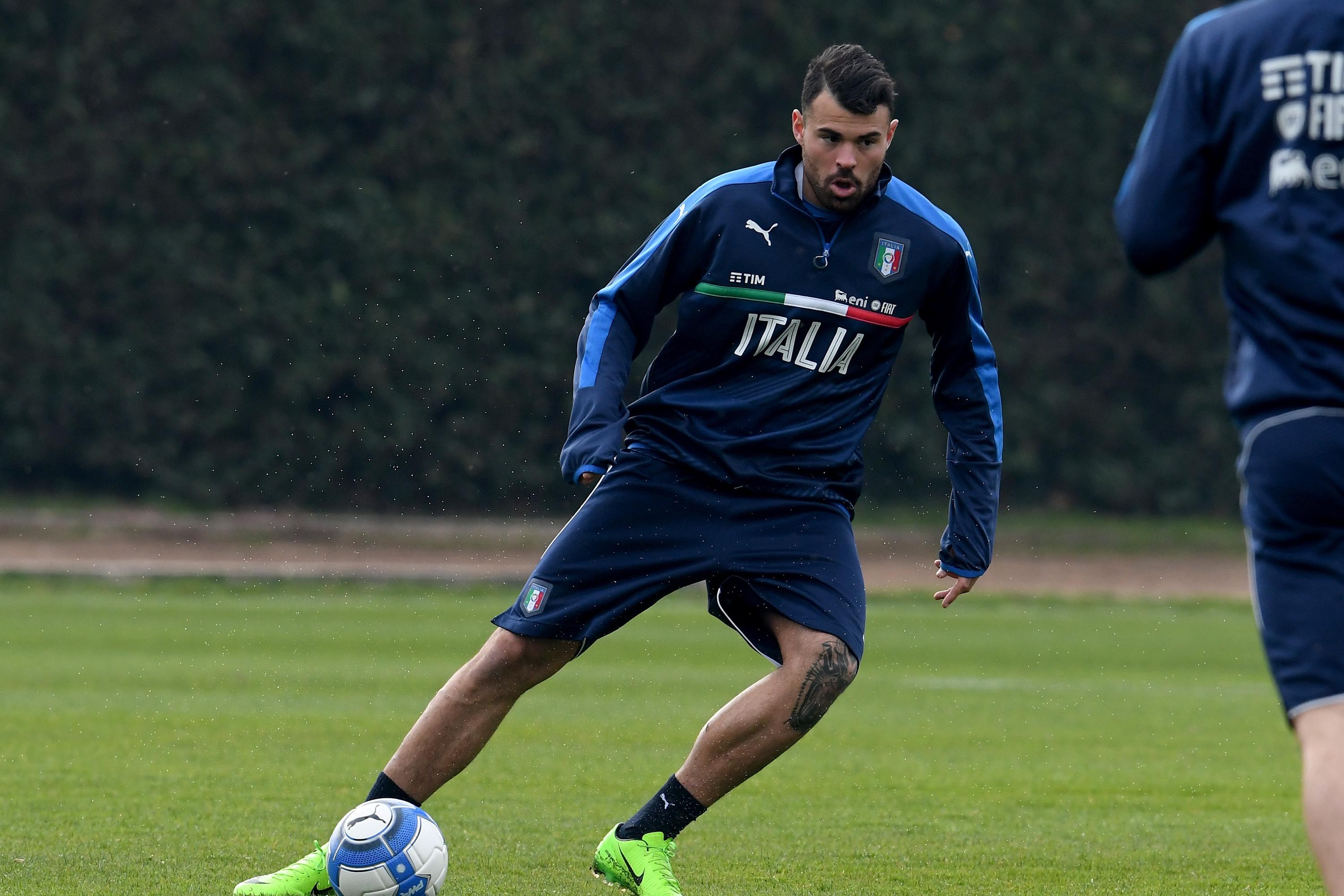 FLORENCE, ITALY - FEBRUARY 20: Andrea Petagna of Italy in action during the training session at the club\\'s training ground at Coverciano on February 21, 2017 in Florence, Italy. (Photo by Claudio Villa/Getty Images)