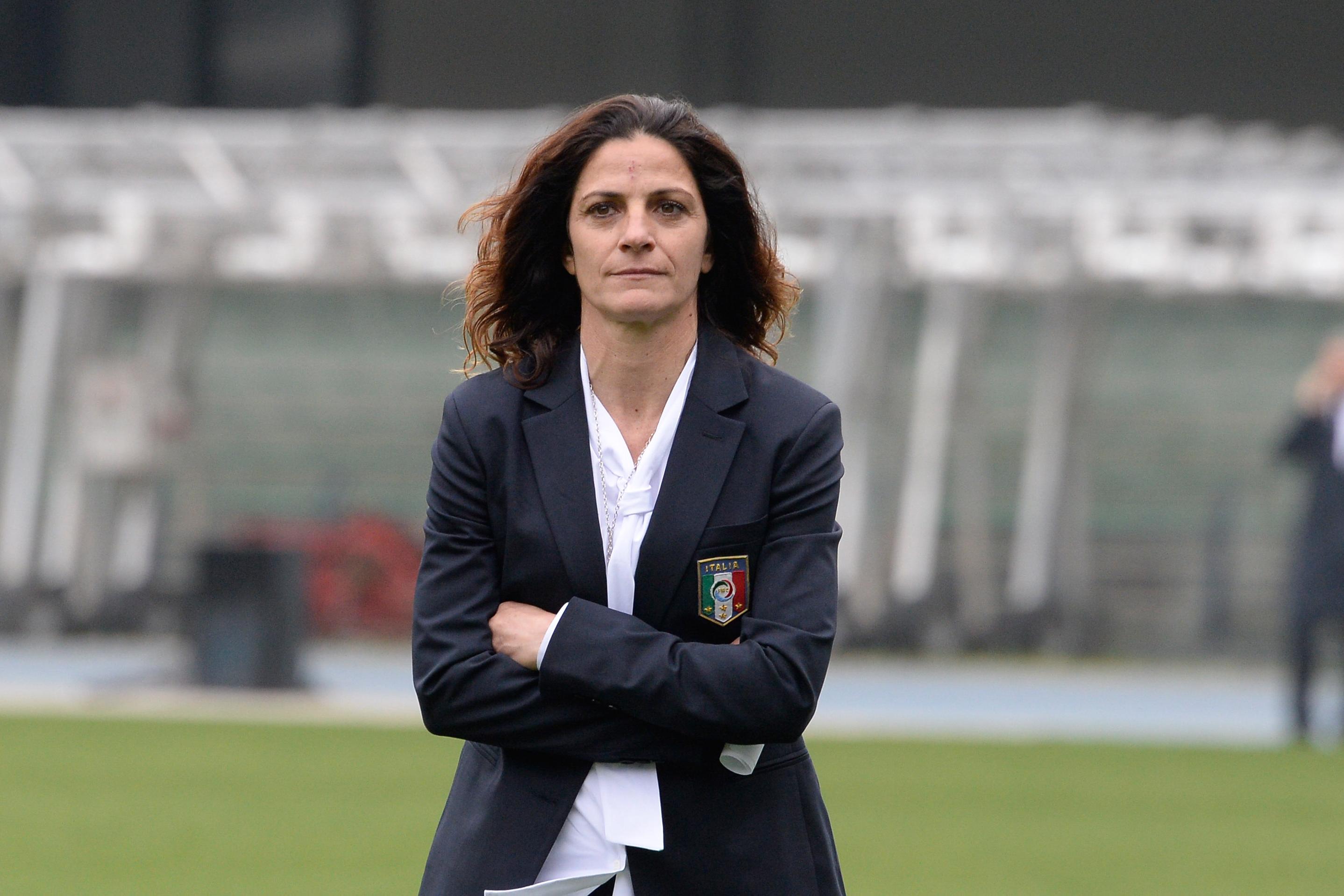 VERONA, ITALY - MARCH 22:  Head coach of Italy U16 Patrizia Panico  looks on during the U16 international friendly match between Italy U16 and Germany U16 at Stadio Marc\\'Antonio Bentegodi on March 22, 2017 in Verona, Italy.  (Photo by Dino Panato/Bongarts/Getty Images)