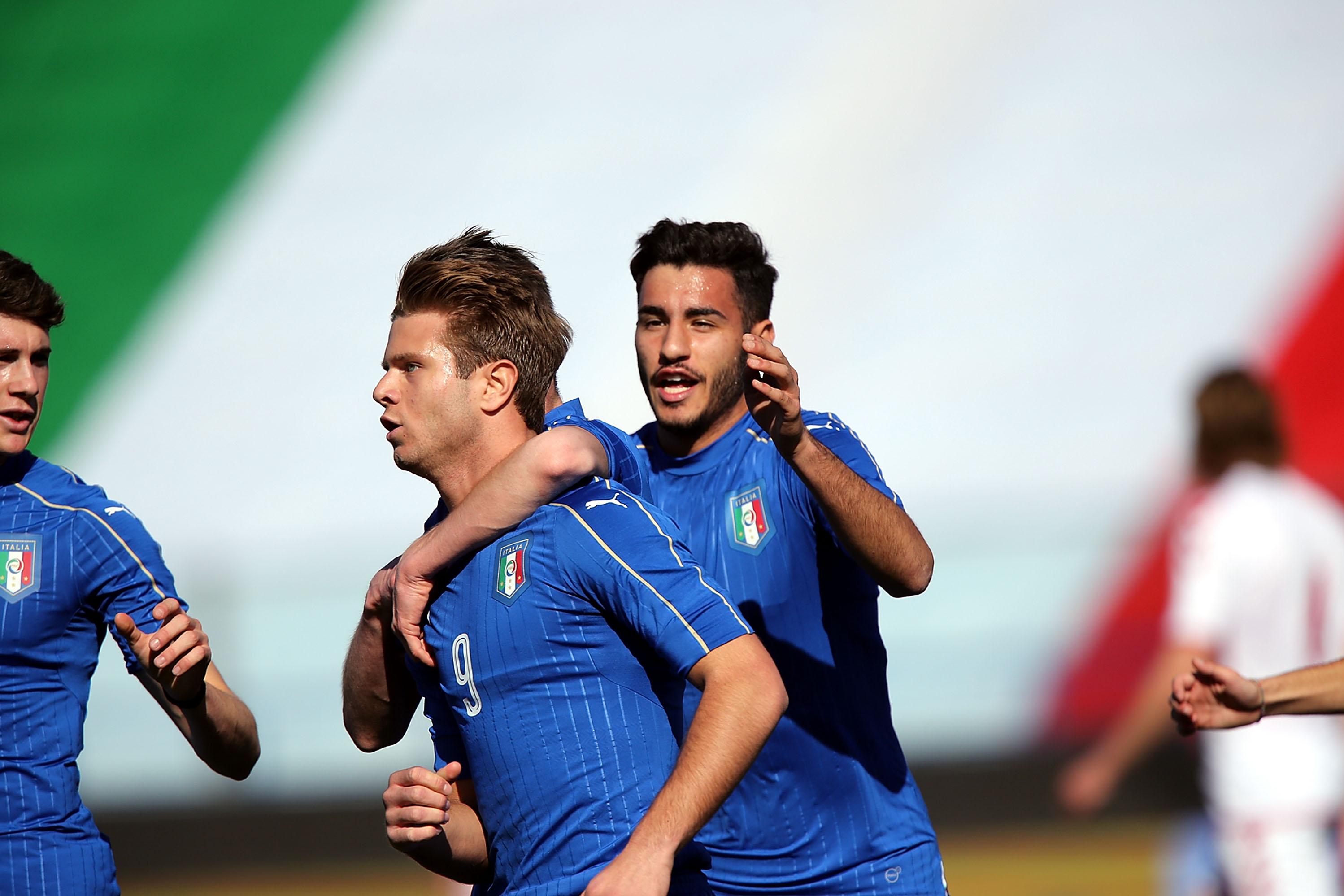 during the U18 international friendly match between Italy and Denmark at Stadio Carlo Castellani on March 8, 2017 in Empoli, Italy.