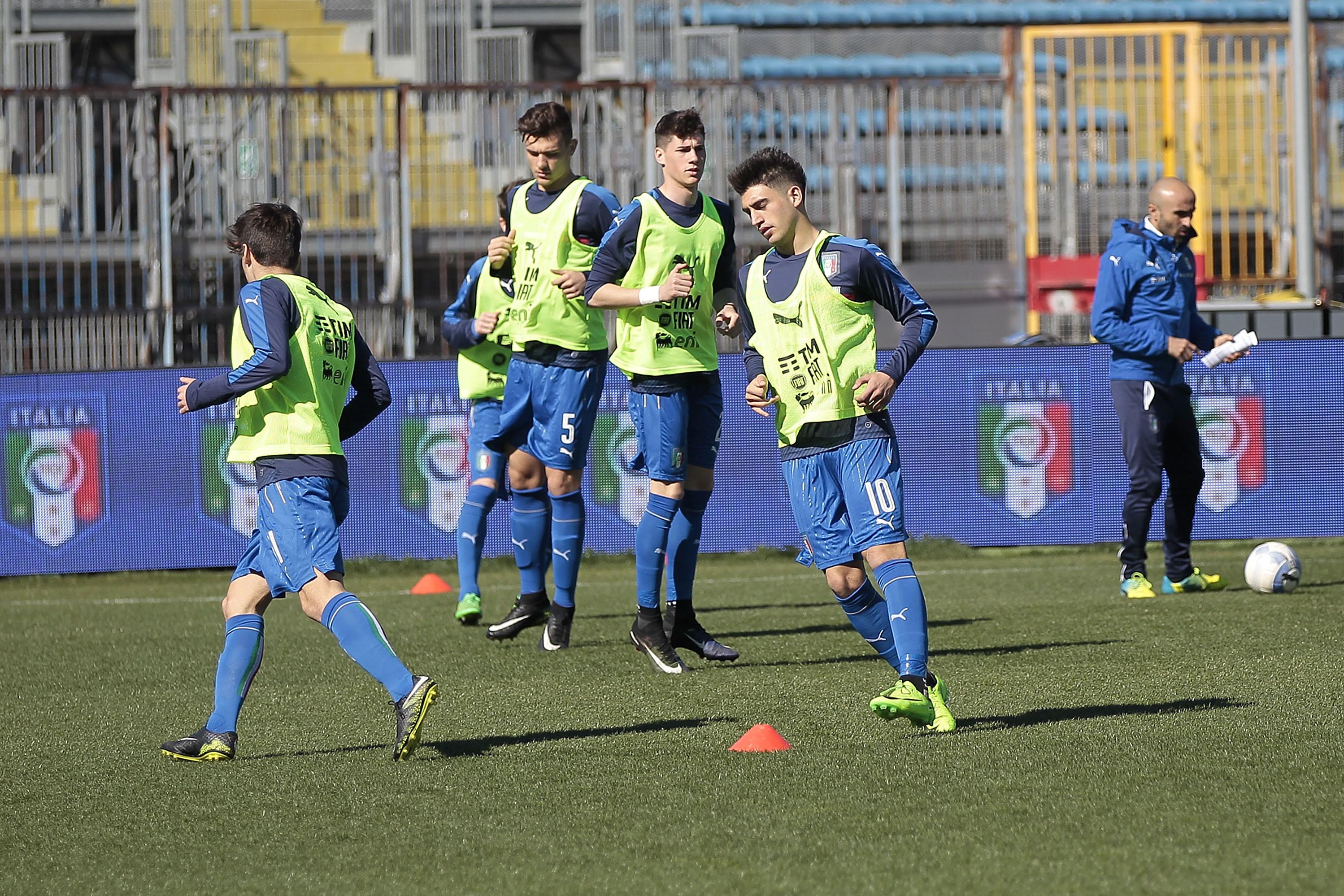 during the U18 international friendly match between Italy and Denmark at Stadio Carlo Castellani on March 8, 2017 in Empoli, Italy.