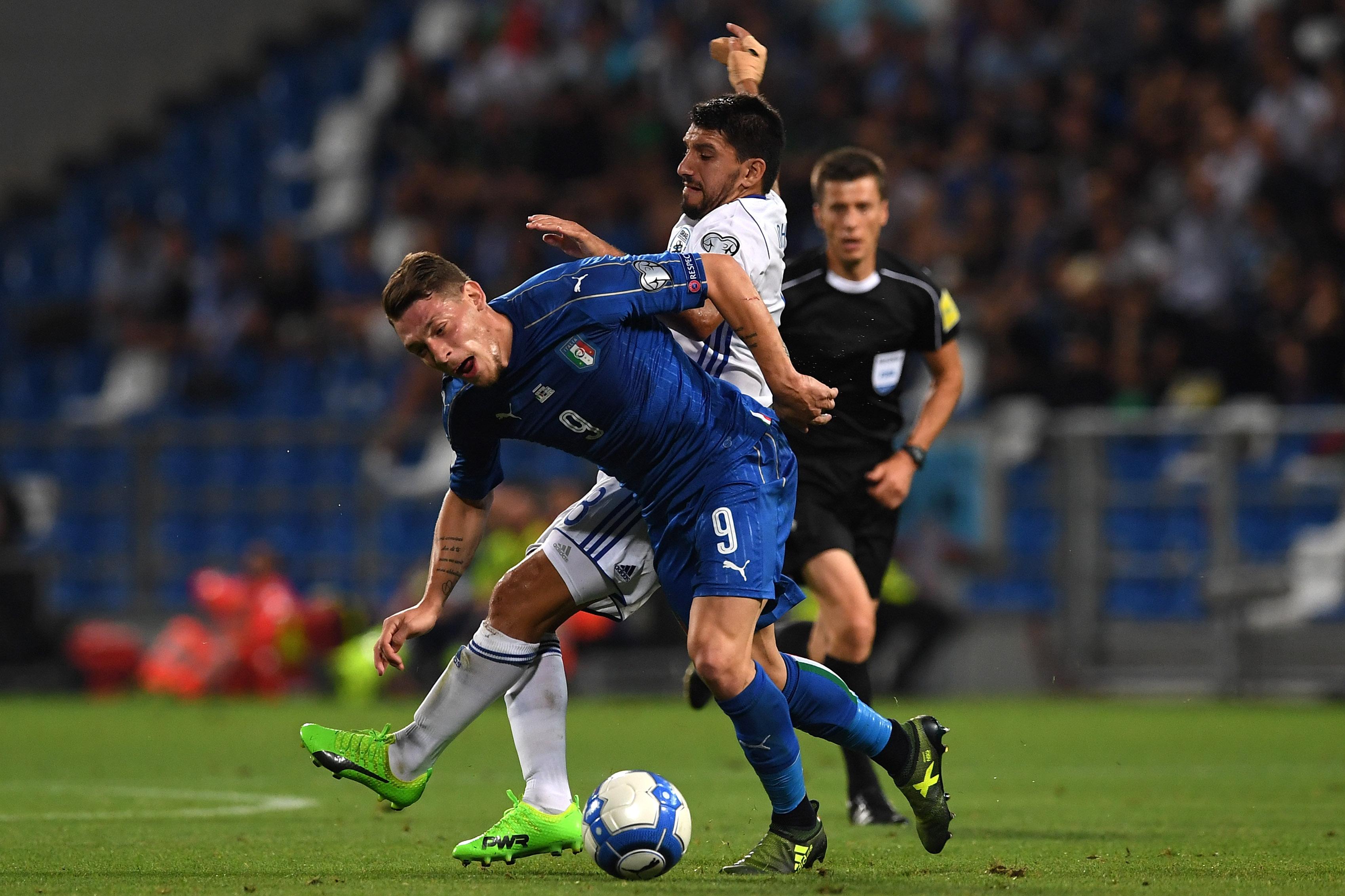 REGGIO NELL\\'EMILIA, ITALY - SEPTEMBER 05: Andrea Belotti of Italy in action during the FIFA 2018 World Cup Qualifier between Italy and Israel at Mapei Stadium - Citta\\' del Tricolore on September 5, 2017 in Reggio nell\\'Emilia, Italy. (Photo by Valerio Pennicino/Getty Images)