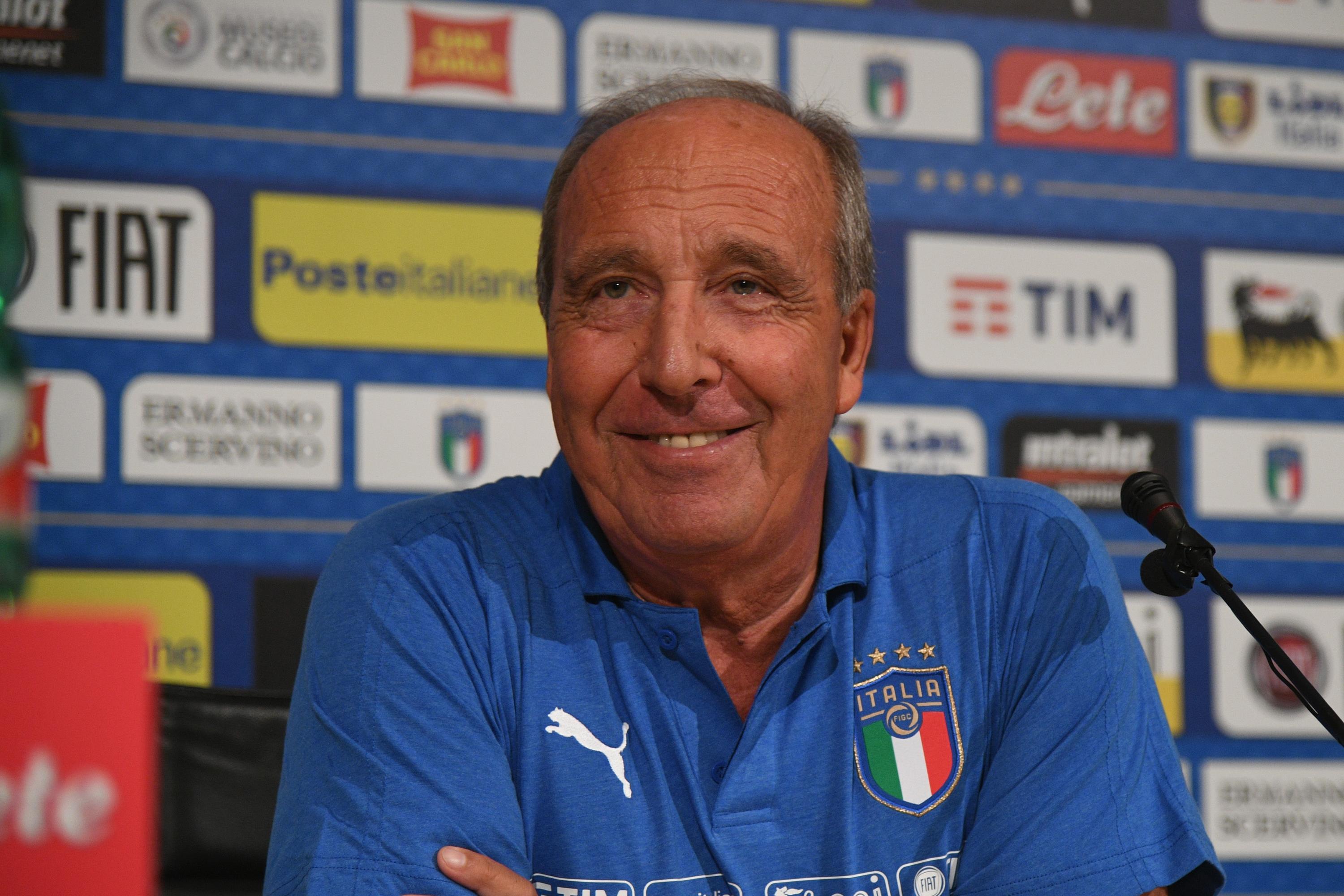 FLORENCE, ITALY - NOVEMBER 06:  Head coach Italy Gian Piero Ventura speaks with a media during a press conference at Italy club\\'s training ground at Coverciano on November 6, 2017 in Florence, Italy.  (Photo by Claudio Villa/Getty Images)