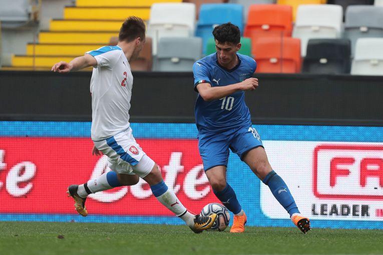 during the Elite Round U19 match between Italy and Czech Republic on March 27, 2018 in Udine, Italy.