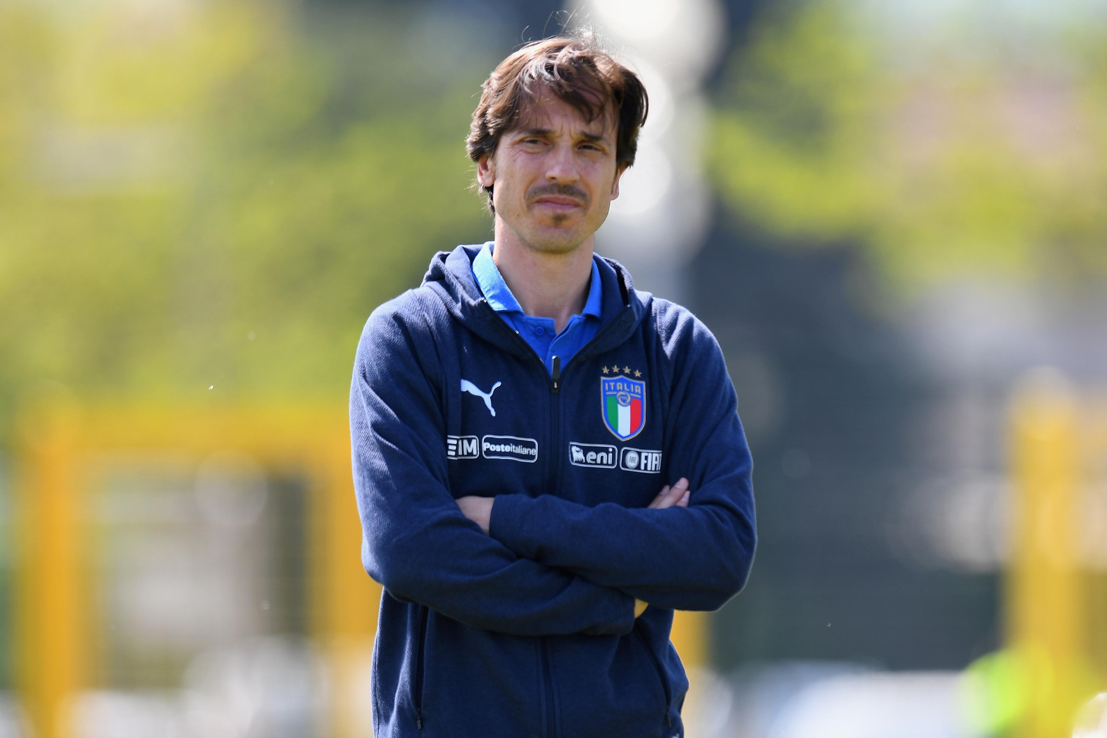 PADOVA, ITALY - APRIL 18:  Daniele Franceschini head coach of Italy U18 looks on before the U18 match between Italy and Hungary on April 18, 2018 in Abano Terme near Padova, Italy.  (Photo by Alessandro Sabattini/Getty Images)