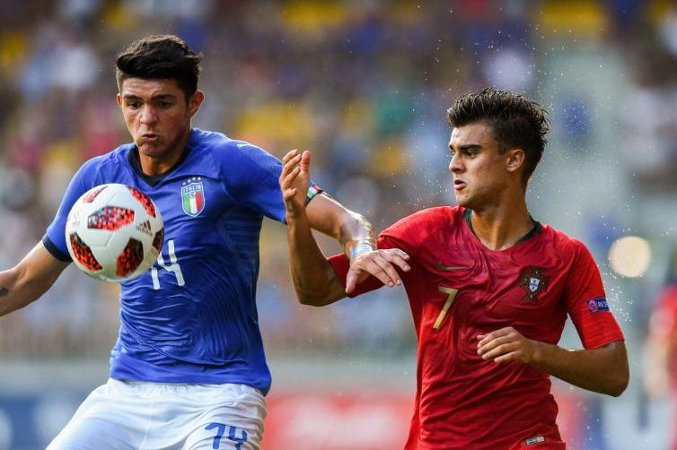 Seinajoki, FINLAND- July 29: Raoul Bellanova of Italy and Joao Filipe of Portugal during their UEFA Under-19 Championship 2018 Final match at Seinajoki Stadium on July 29, 2018 in Seinajoki, Finland. (Photo by Matt Browne - UEFA)