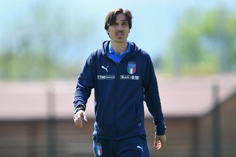 PADOVA, ITALY - APRIL 18:  Daniele Franceschini head coach of Italy U18 looks on before the U18 match between Italy and Hungary on April 18, 2018 in Abano Terme near Padova, Italy.  (Photo by Alessandro Sabattini/Getty Images)