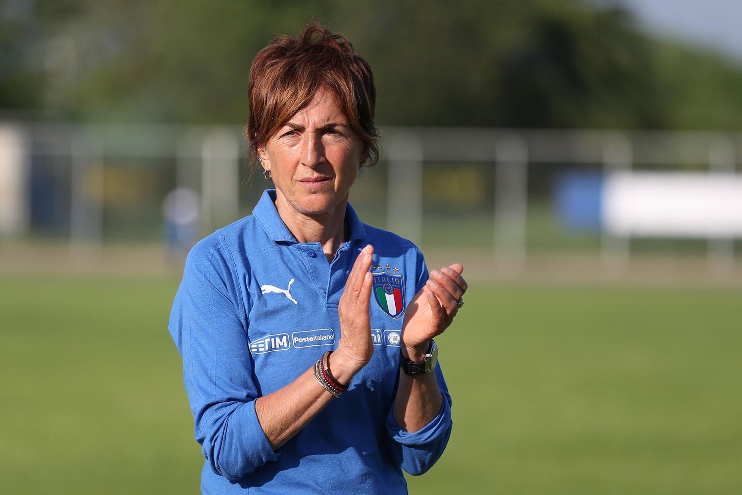 GRADISCA D\\'ISONZO, ITALY - APRIL 25: Nazzarena Grilli manager of Italy U16 looks on during the Torneo Delle Nazioni match between Italy Women U16 andSlovenia Women U16 on April 25, 2018 in Gradisca d\\'Isonzo, Italy. (Photo by Gabriele Maltinti/Getty Images)