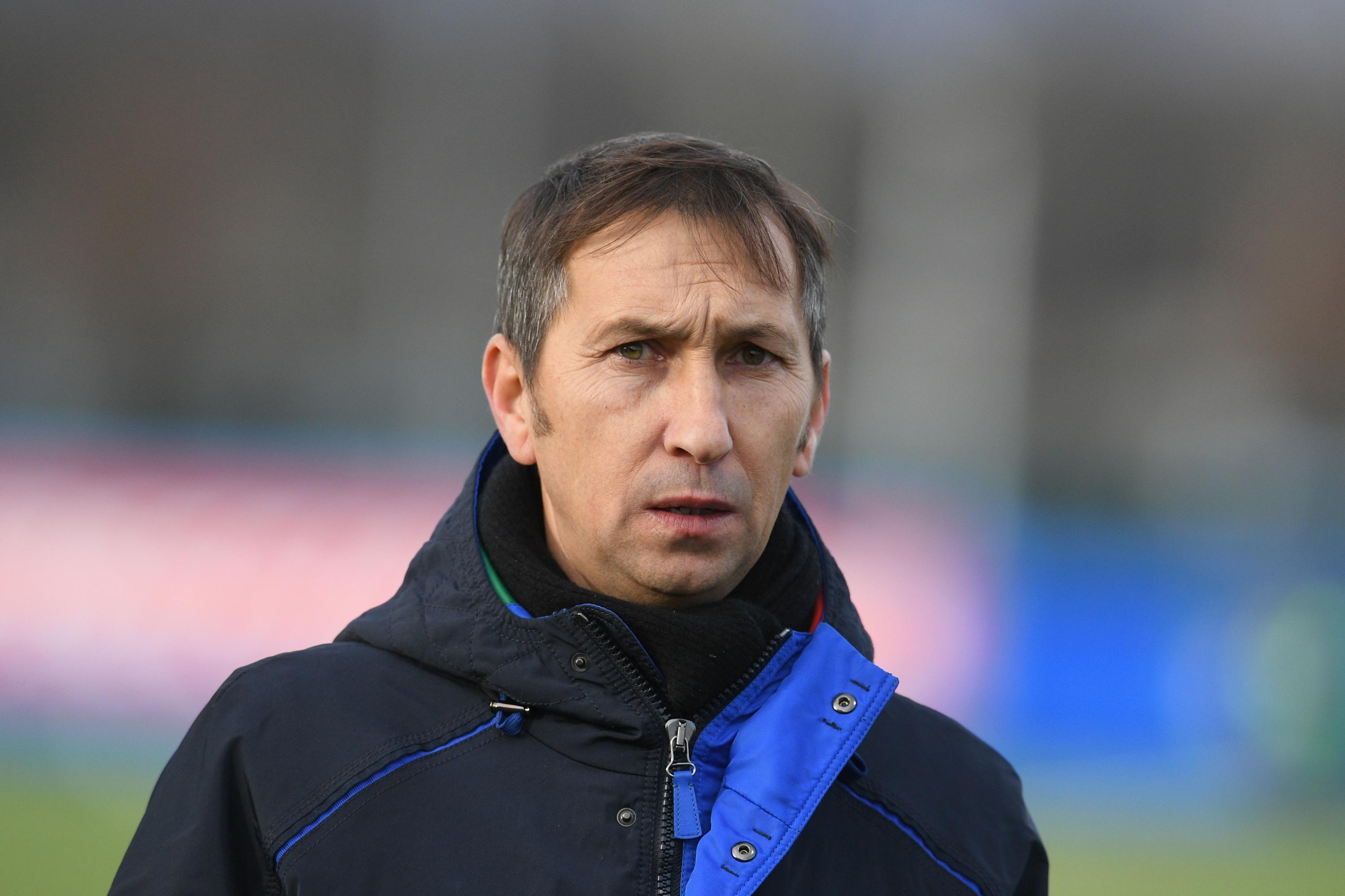 VINOVO, ITALY - JANUARY 17:  Head coach Italy Carmine Nunziata looks on during the U17 International Friendly match between Italy and Spain at Juventus Center Vinovo on January 17, 2018 in Vinovo, Italy.  (Photo by Claudio Villa/Getty Images)