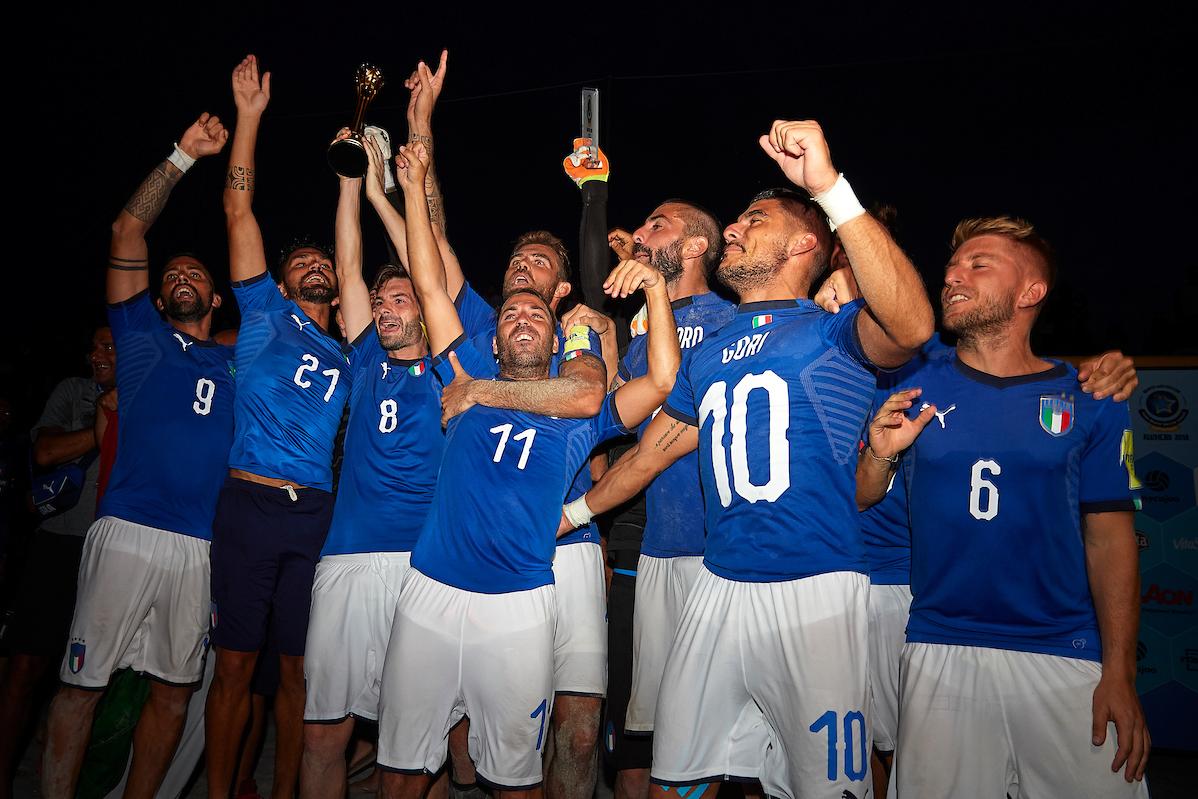 ALGHERO, SARDINIA - SEPTEMBER 09: Euro Beach Soccer League Superfinal 2018 at Lungomare Barcellona on September 09 in Alghero, Sardinia.  (Photo by Manuel Queimadelos)