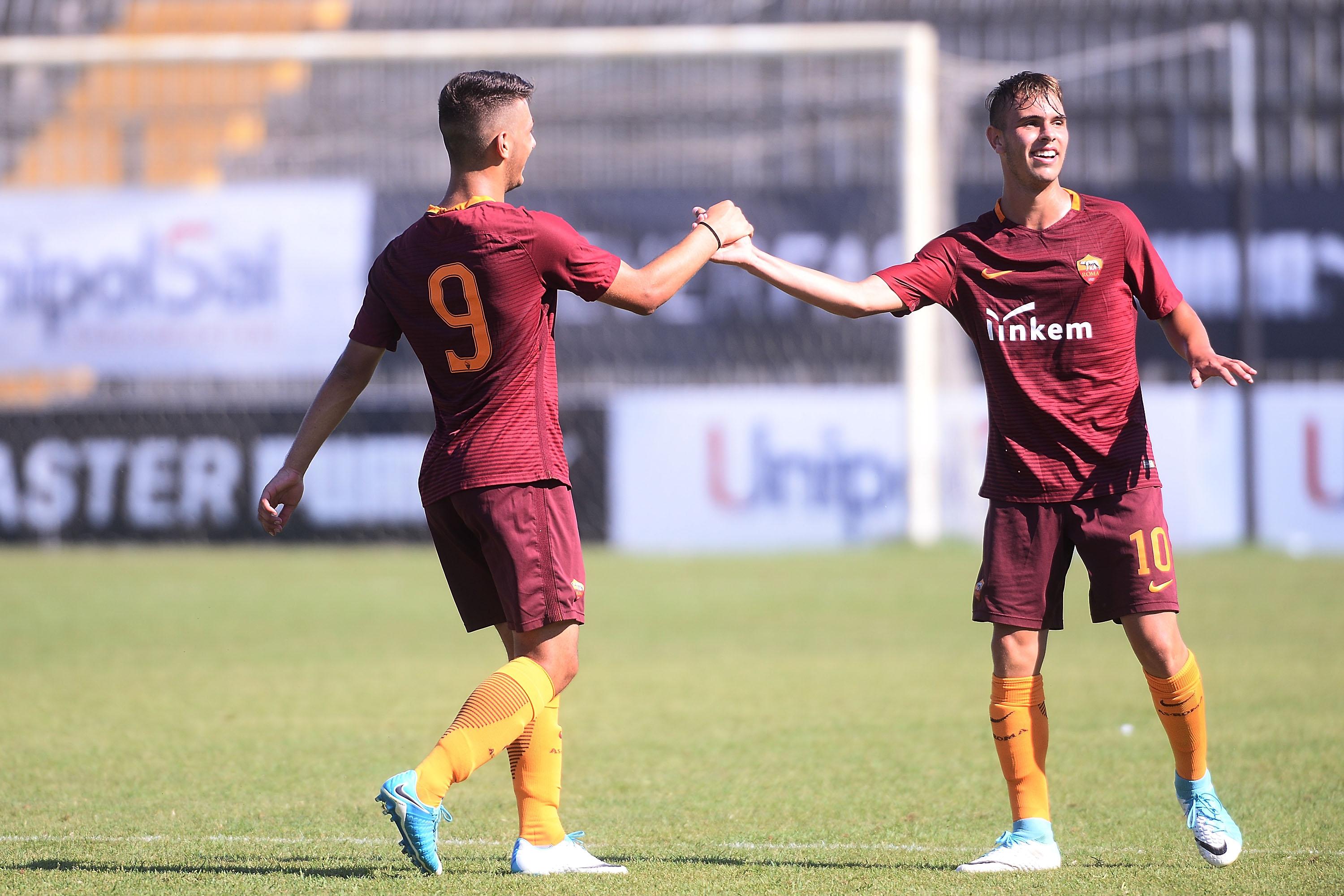 RAVENNA, ITALY - JUNE 20:  Barbarossa of AS Roma celebrates after scoring his team\\'s second goal during the U16 Serie A Semifinal match between AS Roma and AC Cesena FC on June 20, 2017 in Ravenna, Italy.  (Photo by Mario Carlini / Iguana Press/Getty Images) *** Local Caption *** Barbarossa