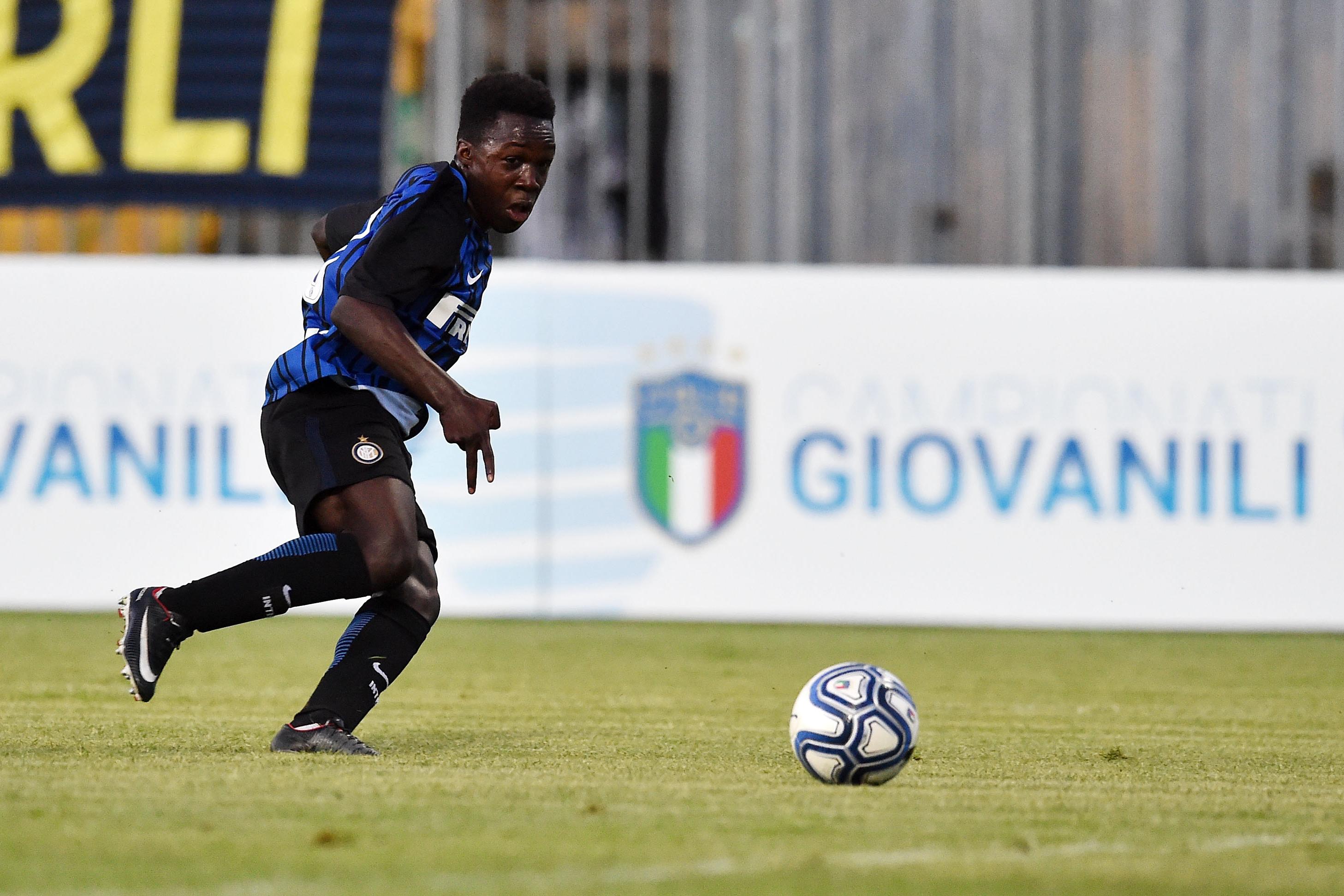 RAVENNA, ITALY - JUNE 14:  Gnonto of FC Internazionale U15 scores the goal 2-0 during the U15 Serie A and B Final match between Winner1 and Winner2 at Stadio Bruno Benelli on June 14, 2018 in Ravenna, Italy.  (Photo by Giuseppe Bellini/Getty Images)