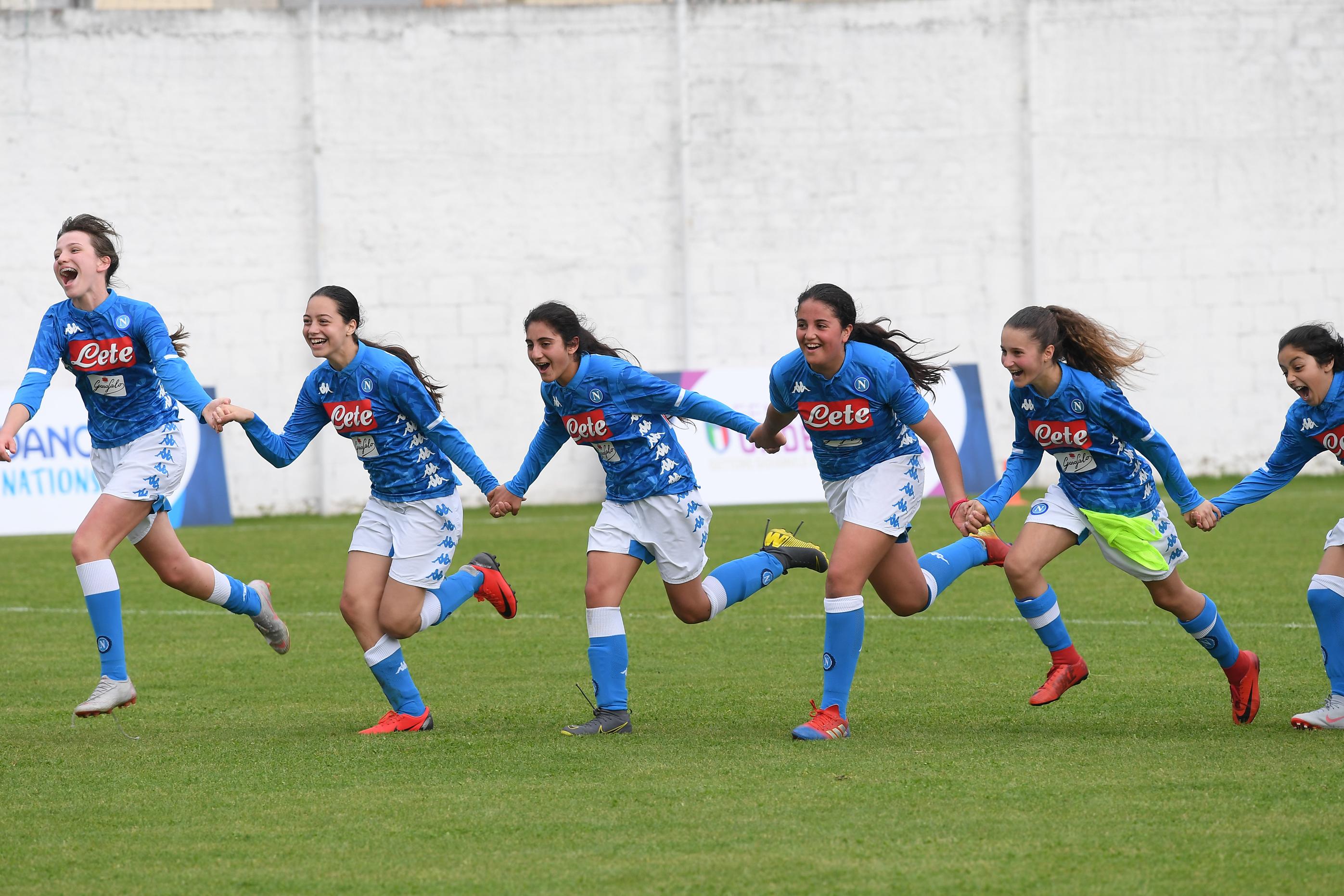 FORMIA, ITALY - MAY 12: Napoli SSC under 12 celebrates the victory during U 12 Women - Danone Nations cup on May 12, 2019 in Formia, Italy. (Photo by Francesco Pecoraro/Getty Images)