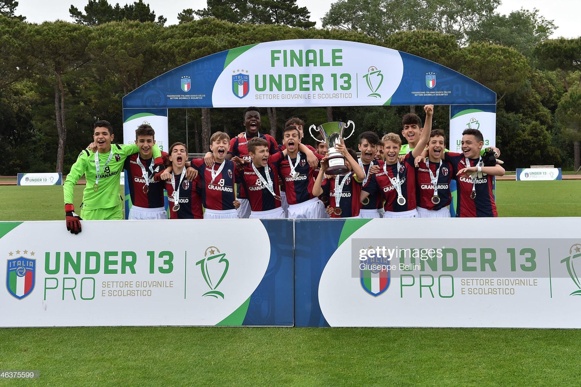 TIRRENIA, ITALY - MAY 26:  Team of Bologna winner of the tournament during U13 Elite Tournament Final on May 26, 2019 in Tirrenia, Italy.  (Photo by Giuseppe Bellini/Getty Images)