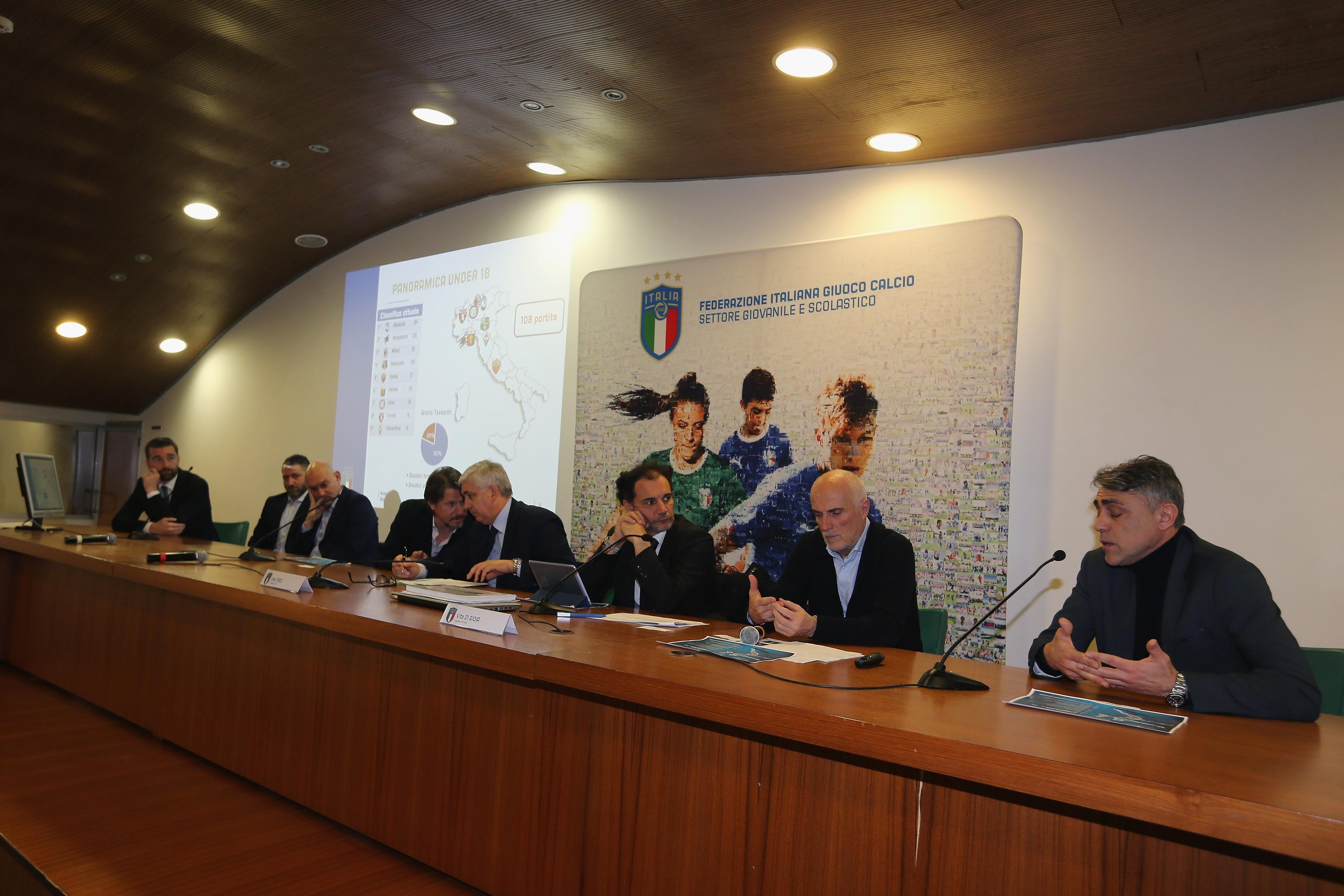 ROME, ITALY - FEBRUARY 17:   The FIGC-SGS, Lega Seria A and Lega Serie B youth teams managers meeting at Stadio Olimpico on February 17, 2020 in Rome, Italy.  (Photo by Paolo Bruno/Getty Images)