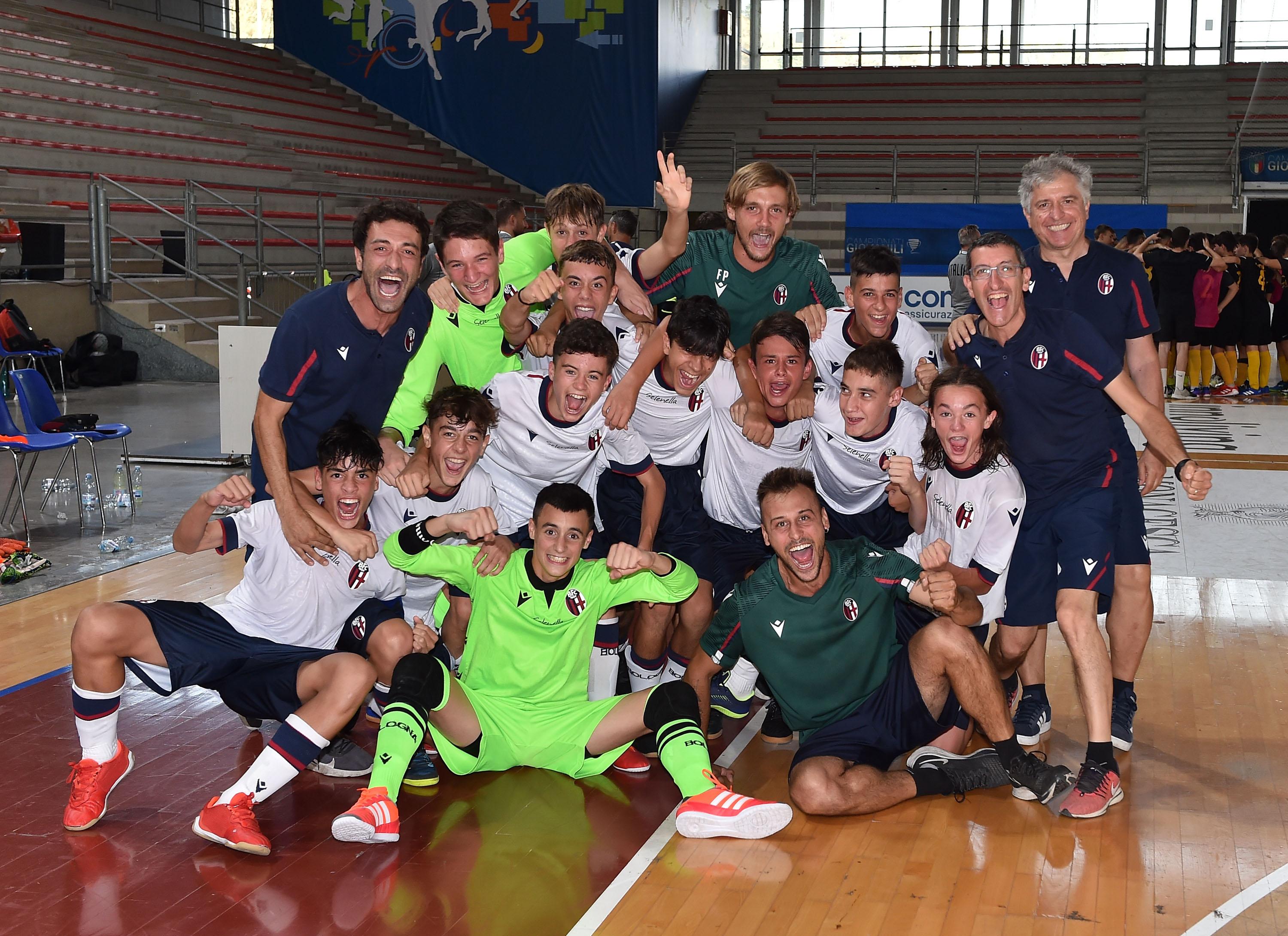 ANCONA, ITALY - JUNE 29: the match between Bologna FC and Roma Calcio a 5 - Futsal U15 Final at Pala Rossini on June 29, 2022 in Ancona, Italy. (Photo by Giuseppe Bellini/Getty Images)