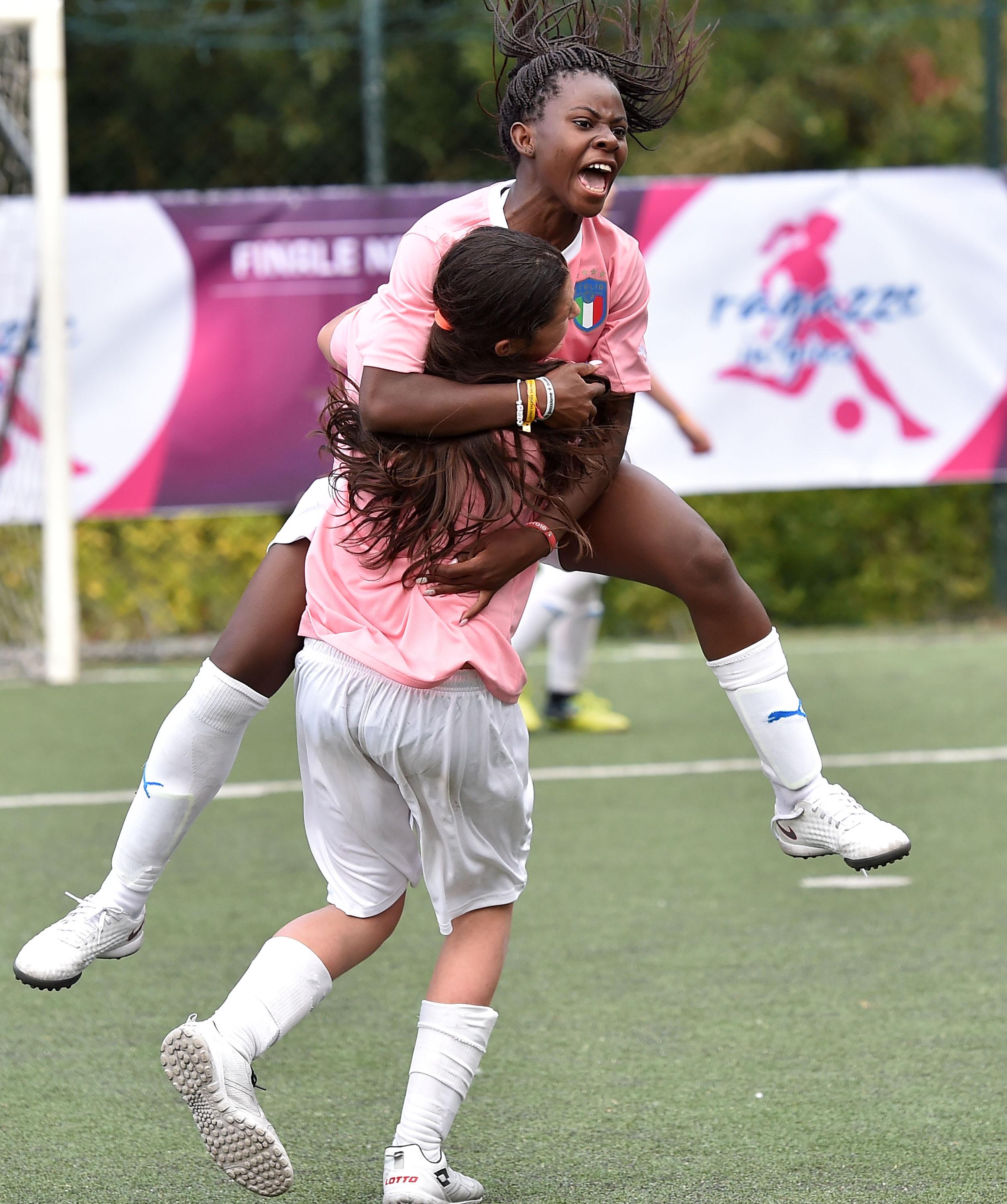TORTORETO, ITALY - MAY 17: Gracia Chantal Caruso of Piemonte celebrates afterscoring the opening goal during the match between Piemonte and Campania during Ragazze In Gioco - School Students Tournament on May 17, 2019 in Tortoreto, Italy. (Photo by Giuseppe Bellini/Getty Images) *** Local Caption *** Gracia Chantal Caruso